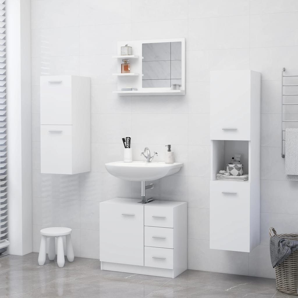 (1-St) vidaXL Badspiegel Weiß 60x10,5x45 Badezimmerspiegelschrank Holzwerkstoff cm