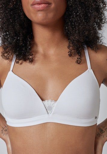 Skiny Triangel-BH Cotton Lace gepolstert, ohne Bügel, bequem, Baumwollmix, elastisch