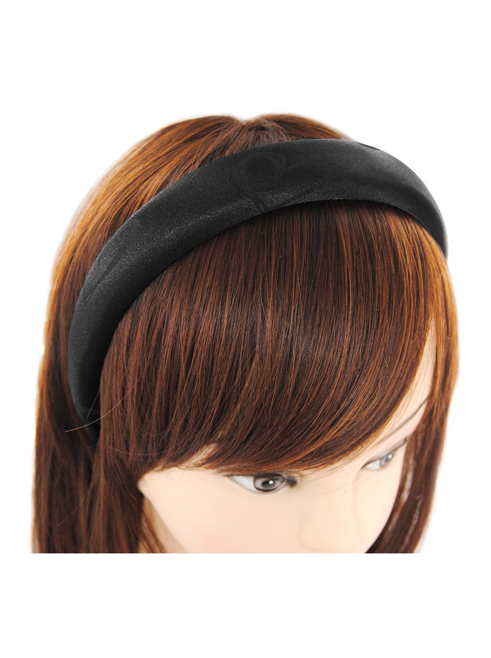 axy Haarreif Breit gepolsterter Haarreif aus Seidenstoff mit Herzmuster, Vintage Damen Haareifen im romantischen Stil Haarband