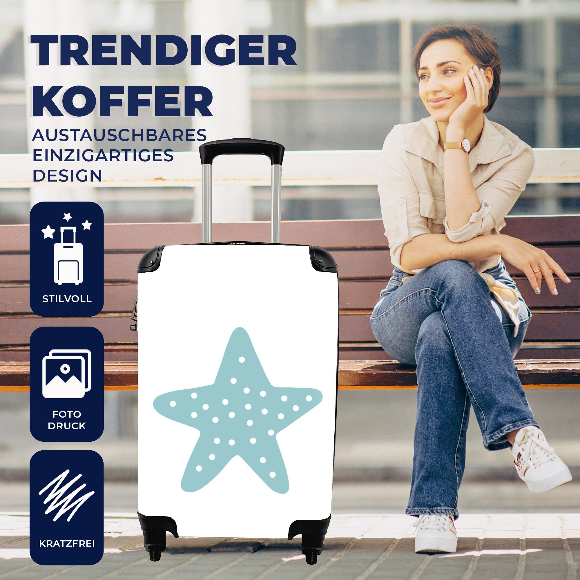 Stern MuchoWow Punkte Handgepäckkoffer Pastell Reisekoffer Kinder, Reisetasche Trolley, - rollen, - Rollen, - mit Jungen - für Ferien, Handgepäck Mädchen - 4