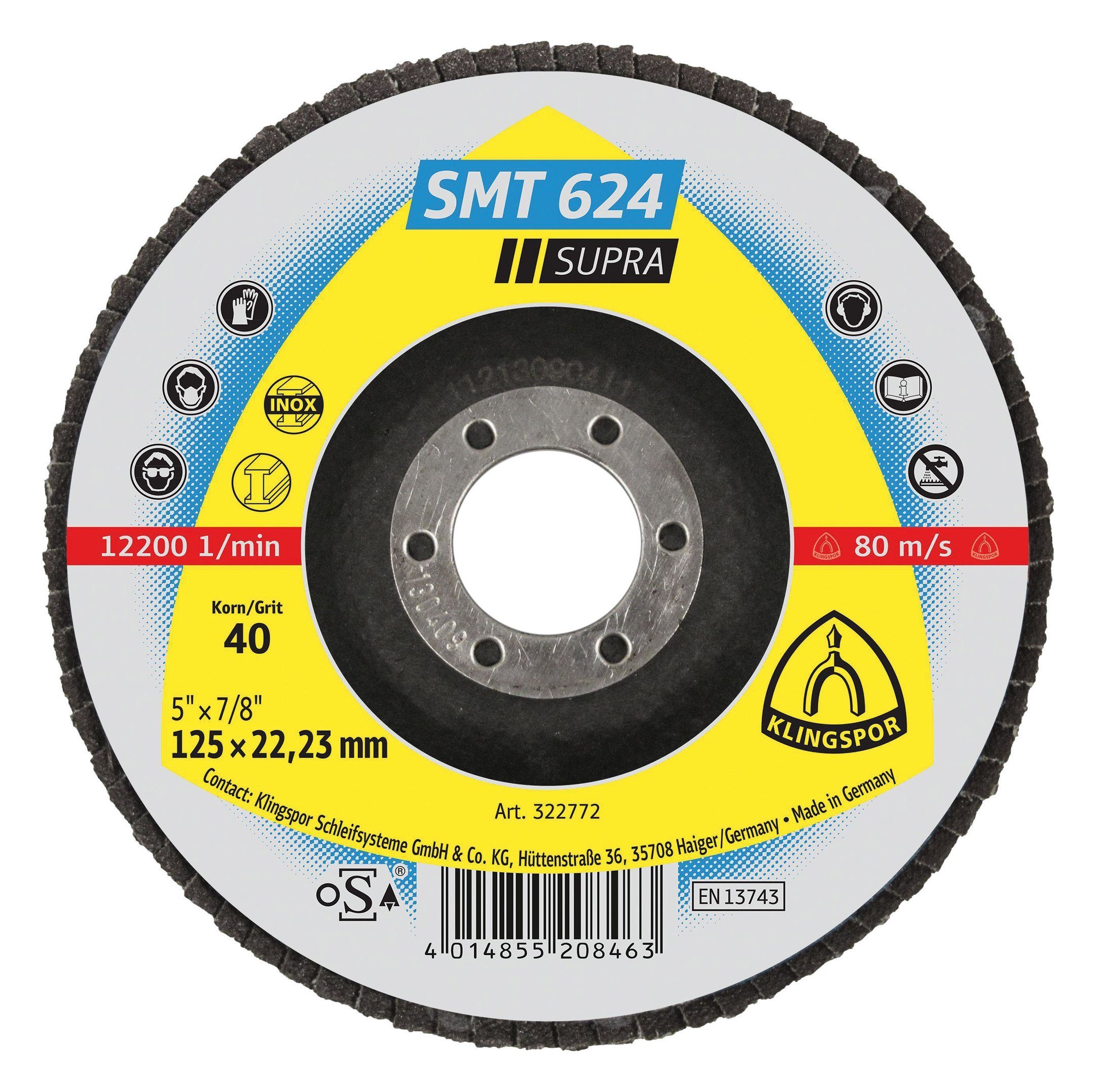 Klingspor Schleifscheibe, Schleifmopteller SMT624 K60 gewölbt