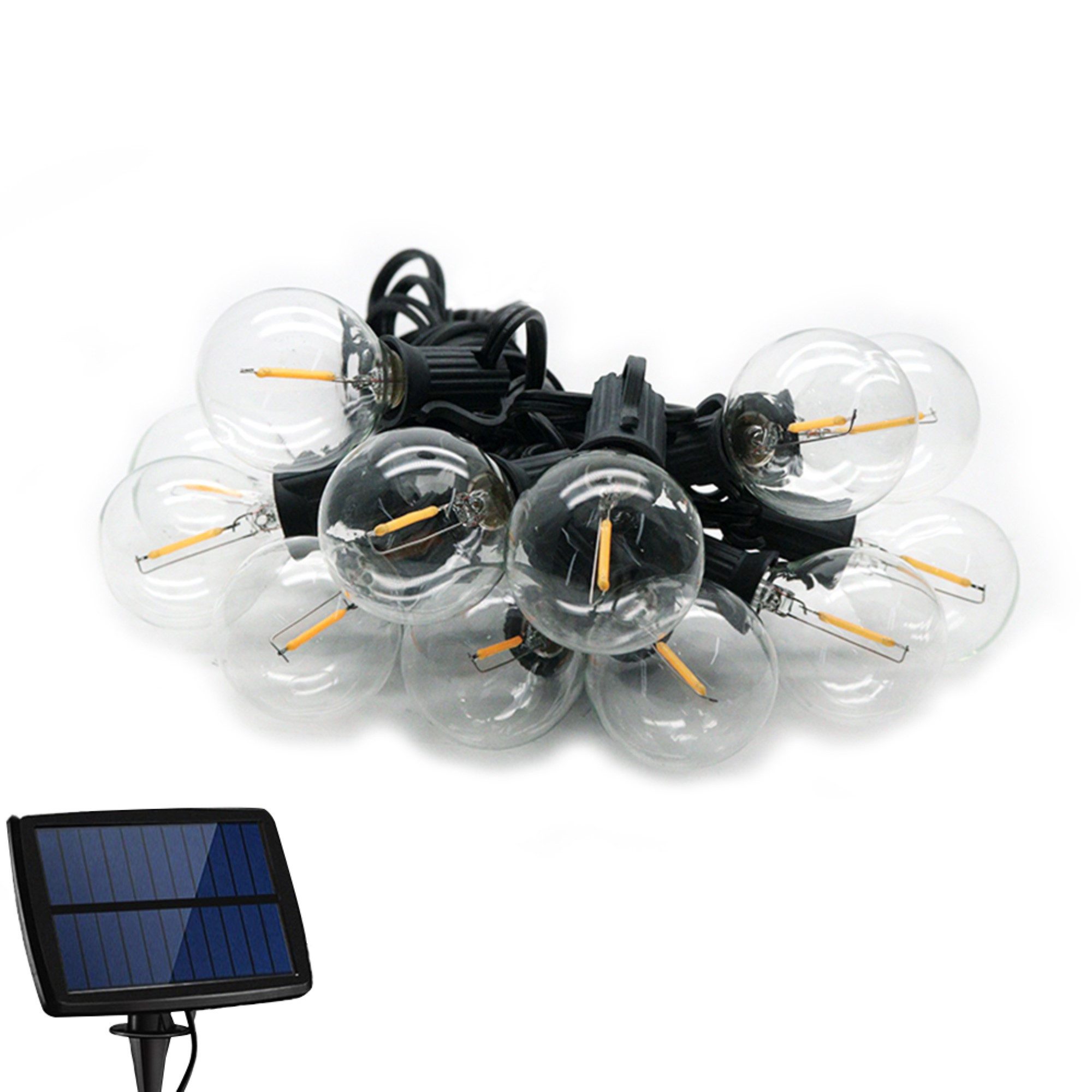 Forever Light LED-Girlande 5,5m + 10 LED Birnen Glühfaden klar E12 G40 IP44 mit 4 Betriebsmodi