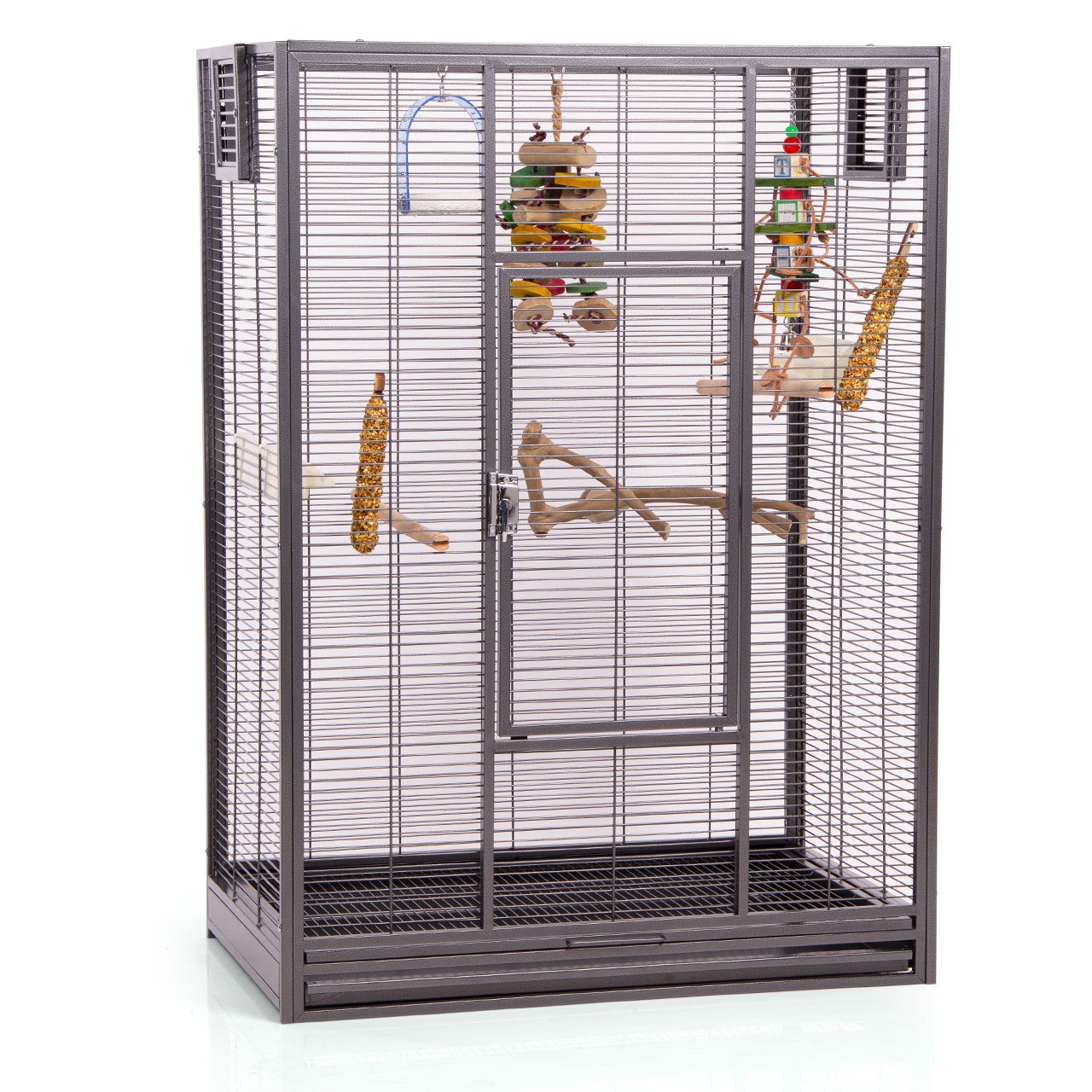 Montana Cages Vogelkäfig Premium Vogelvoliere "New Melbourne I" Vogelkäfig für Sittiche, Antik, ca. 80 x 50 x 110 cm