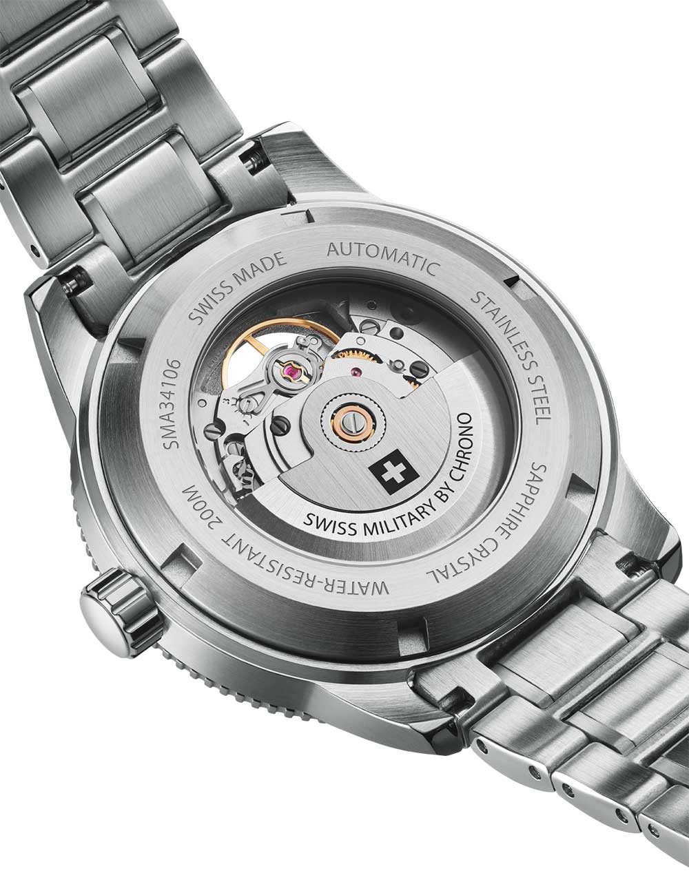 Swiss Military by Chrono Automatikuhr Swiss Military SMA34106.12 Herrenuhr Auto Open-Heart Taucheruhr Swiss Military SMA34106.12 Herrenuhr Auto Open-Heart Taucheruhr