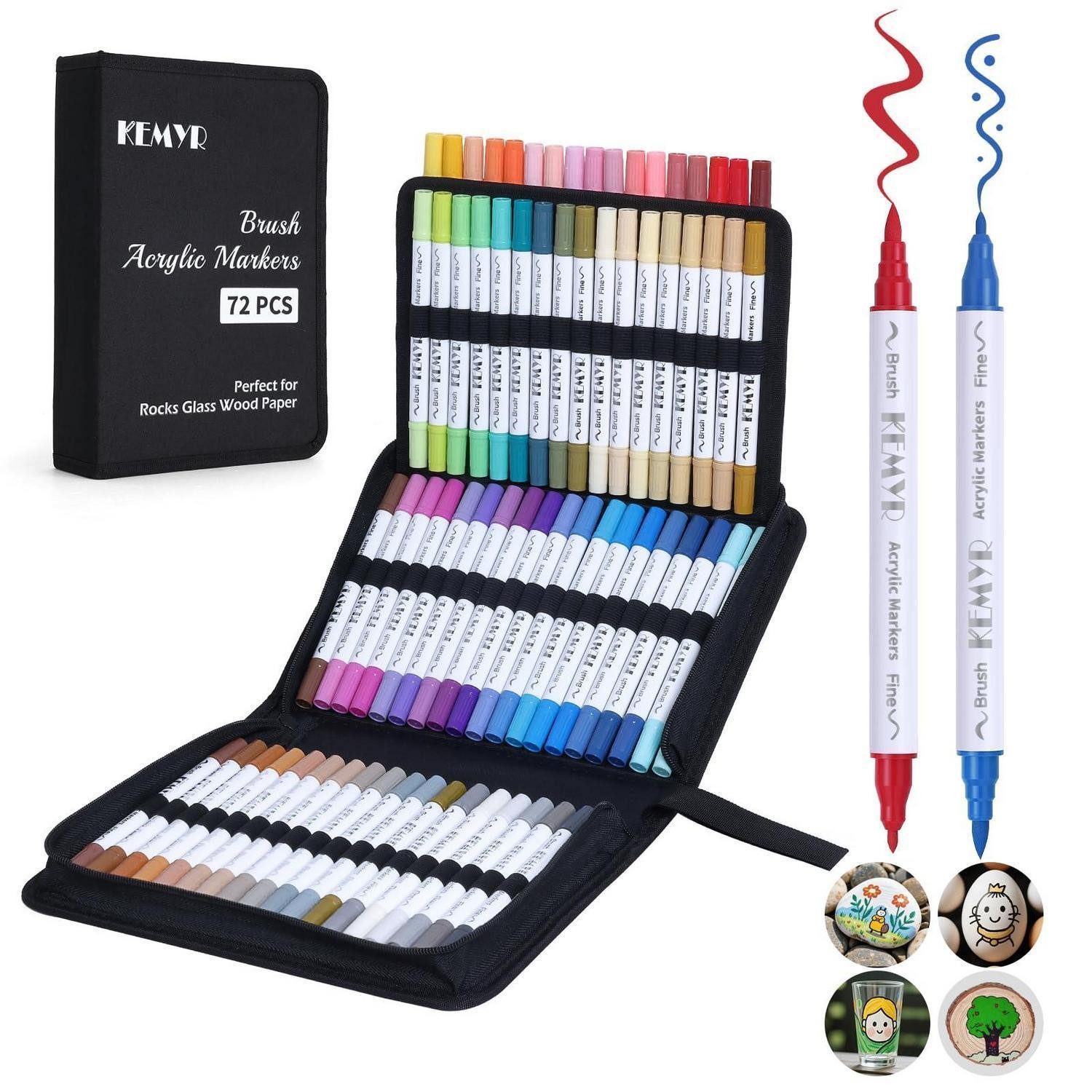 LuxusKollektion Marker Acrylstifte Set 72 Farben Zweispitz