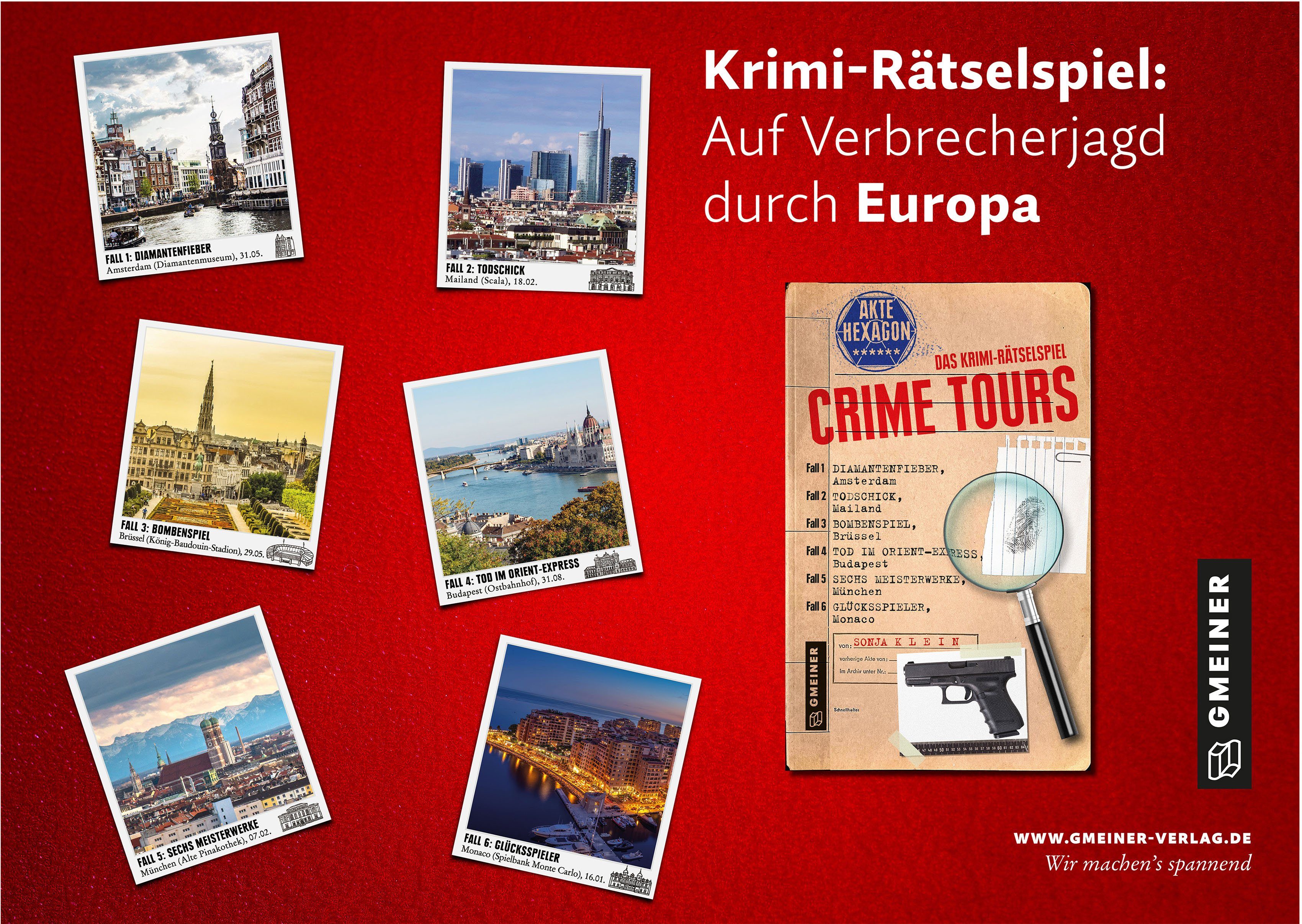 GMEINER Spiel Crime Tours - Akte Hexagon, Strategiespiel, Made in Germany