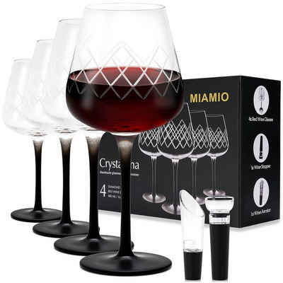 MiaMio Weinglas Rotweingläser 4er Set große Weingläser/Kristallweingläser - Crystaluna