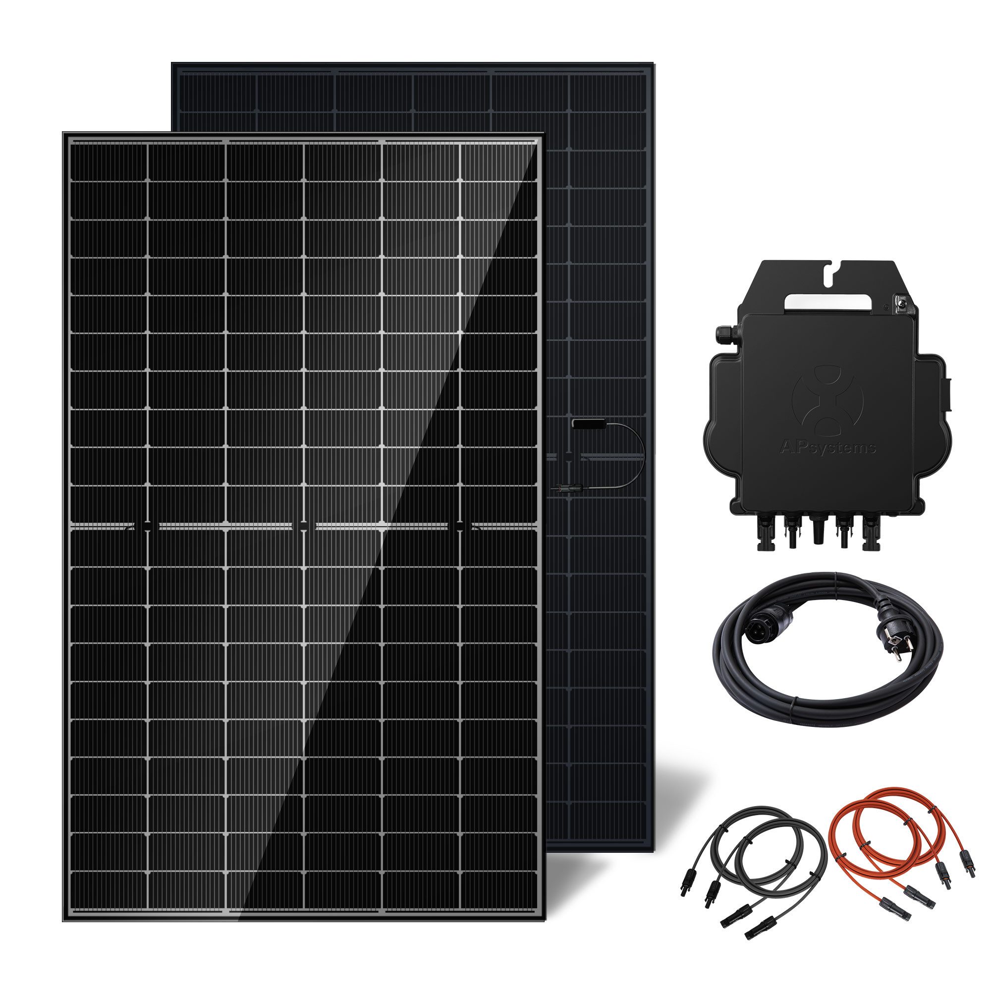 E.For.U Solaranlage Balkonkraftwerk, 800,00 W, Monokristallin, (960W/800W mit 2x480W Bifazialer Glas Solarmodule, Wechselrichter upgradebar 600W auf 800W), inkl. integrierter WLAN&BT Überwachung, 0% MwSt