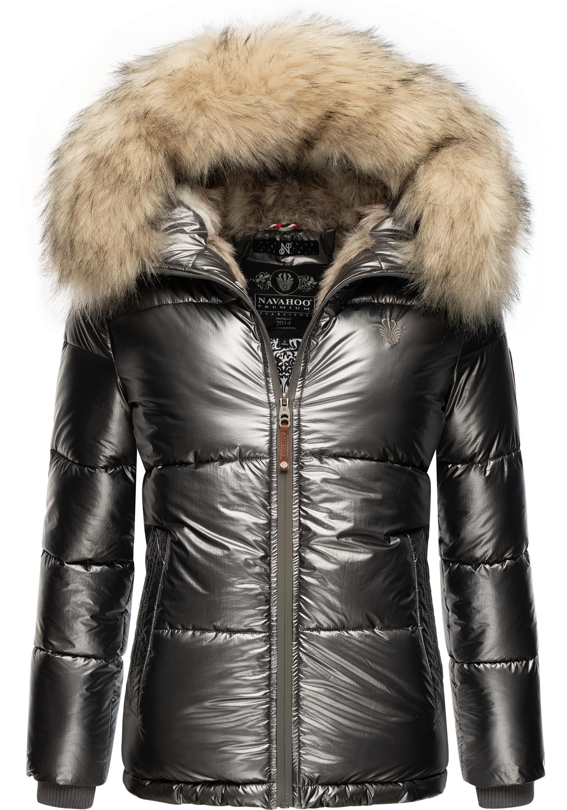 Navahoo Winterjacke Tikunaa warm gefütterte Damen Steppjacke mit Kunstfellk günstig online kaufen