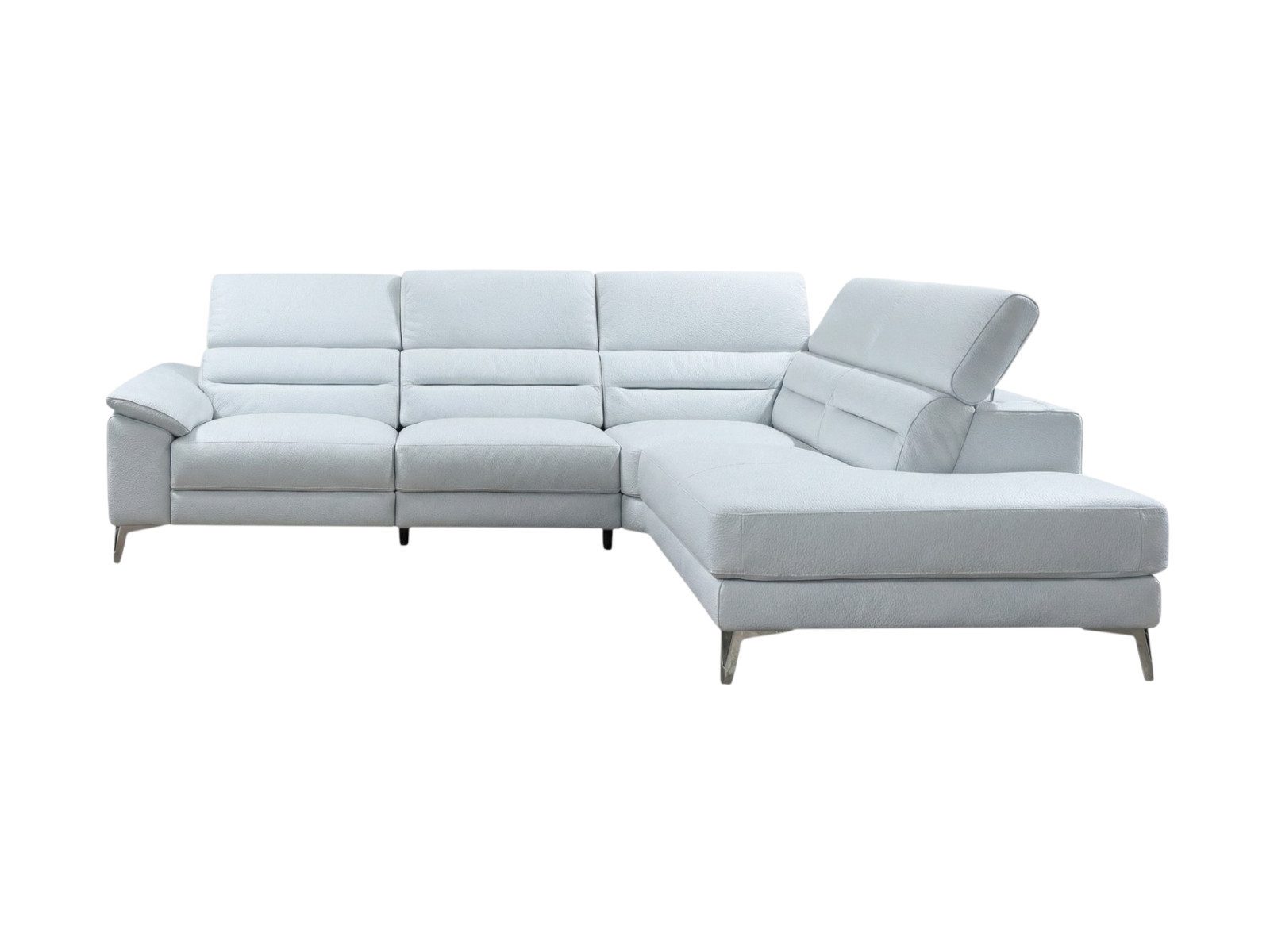 Villa Möbel Ecksofa Tucano, L-Form 1 Teile, Echtleder-Ecksofa mit Kopfteilverstellung fürs Wohnzimmer