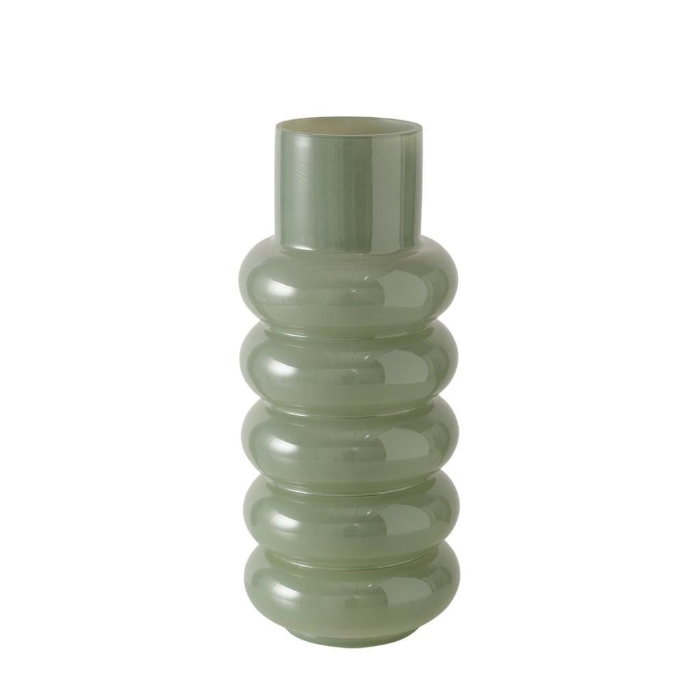 BOLTZE Tischvase Ribbo Glas hellgrün rund 35cm glänzend, moderne Blumenvase