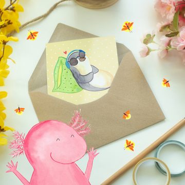 Mr. & Mrs. Panda Grußkarte Pinguin PEM - Gelb Pastell - Geschenk, Hochzeitskarte, Fatigue, Karte, Hochwertiger Karton