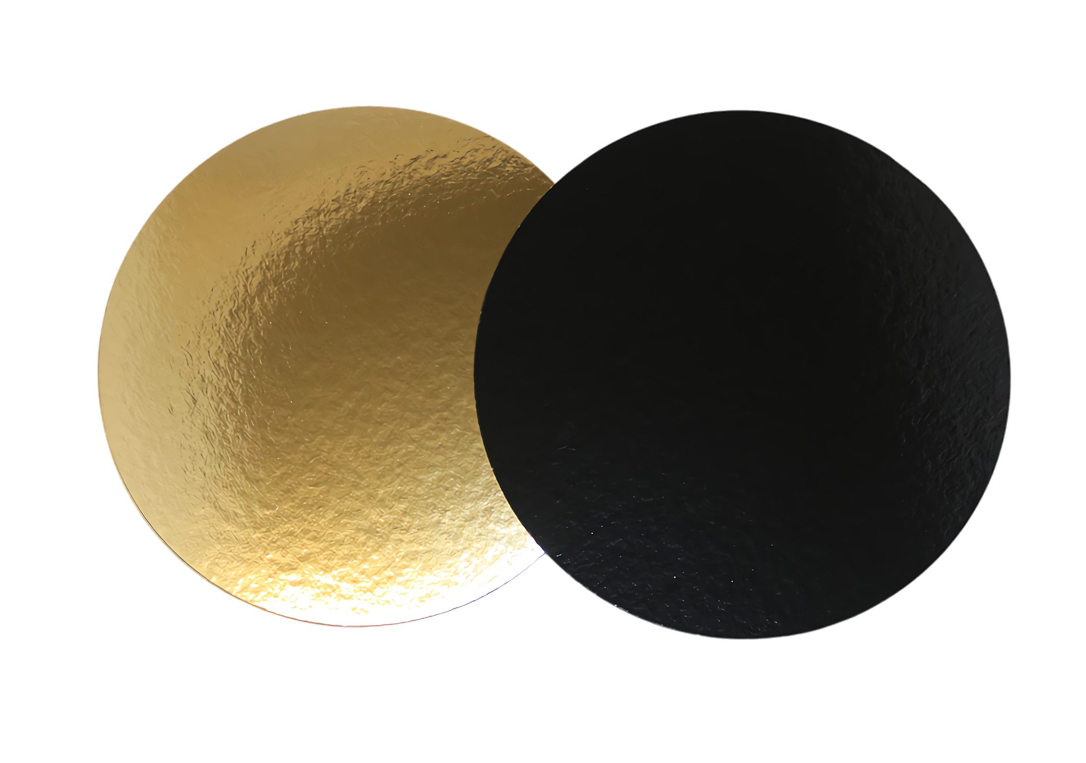 LYSCO Tortenplatte Tortenunterlagen Tortenscheiben, Pappe rund - gold-schwarz, Tortenunterlagen aus 100 % Frischfaserkarton, (auch geeignet für Kuchen, Deserts, Teilchen uvm, 5-tlg., in unterschiedlichen Farben erhältlich), Тарелки для торта zweiseitig mit Folie beschichtet,verhindert Durchnässen