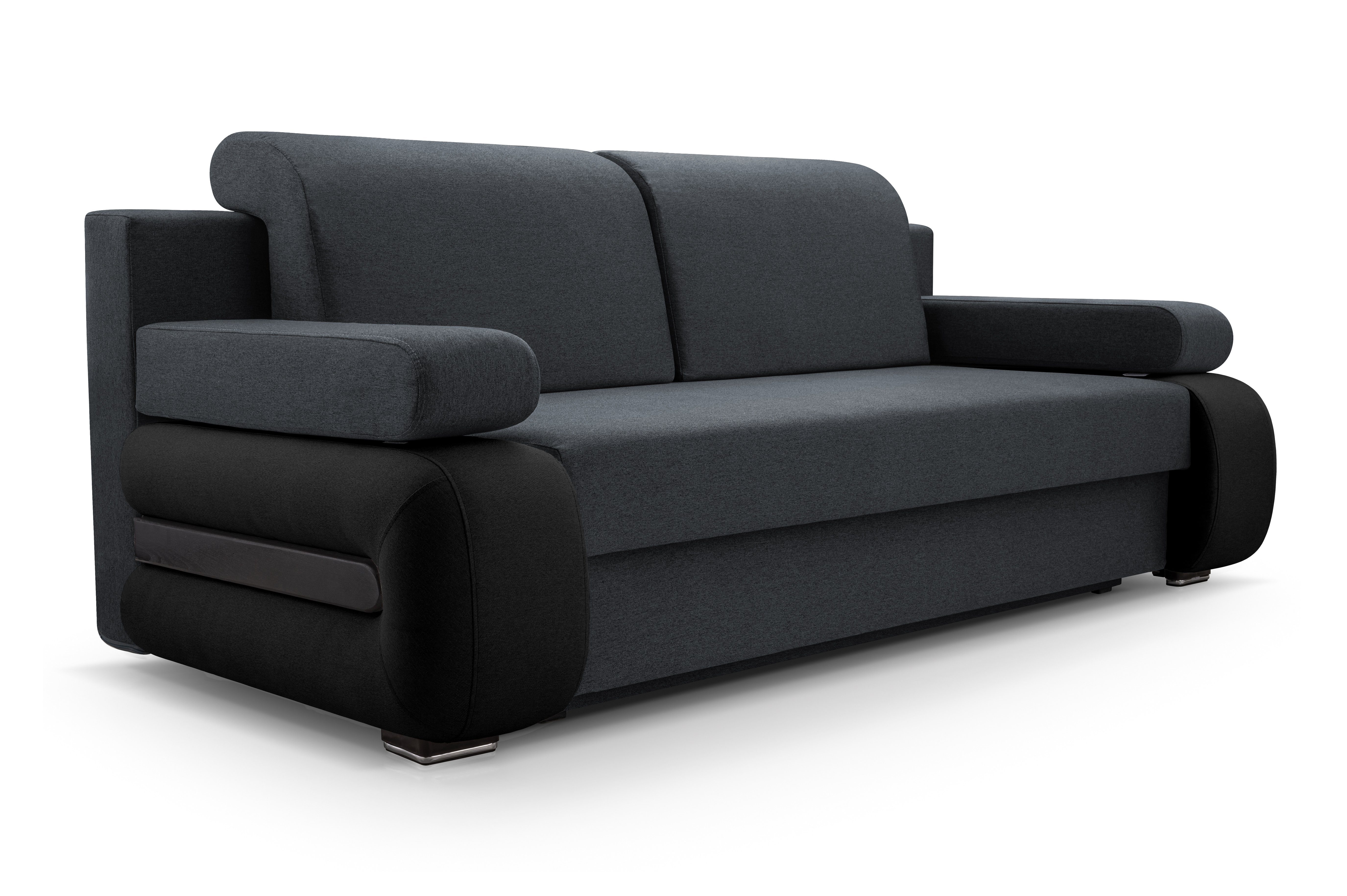 MOEBLO Schlafsofa LEVIN, Modernes Sofa Kippsofa Klappsofa Bettfunktion Couchgarnitur Couch Sofagarnitur 3er, mit Schlaffunktion und Bettkasten, - (BxHxT): 205x80x98 cm