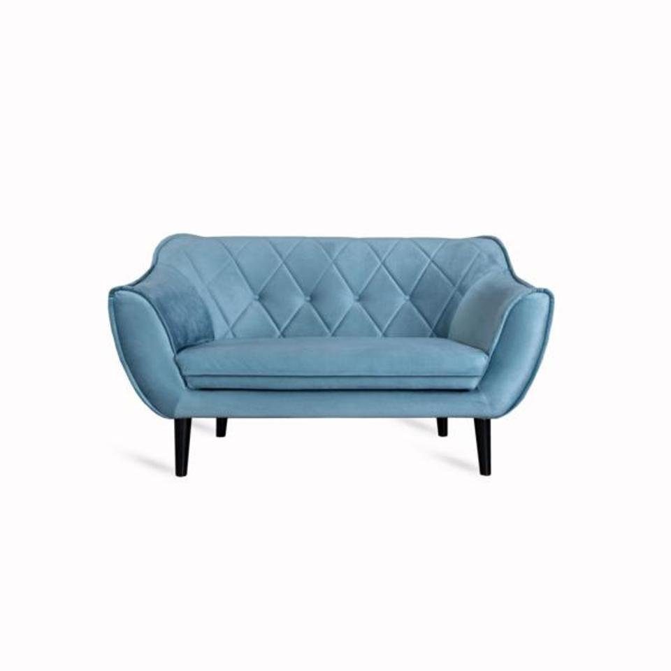 JVmoebel 2-Sitzer, Blau Sofa Sitzer Holz Wohnzimmer Design Modern 2 Luxus