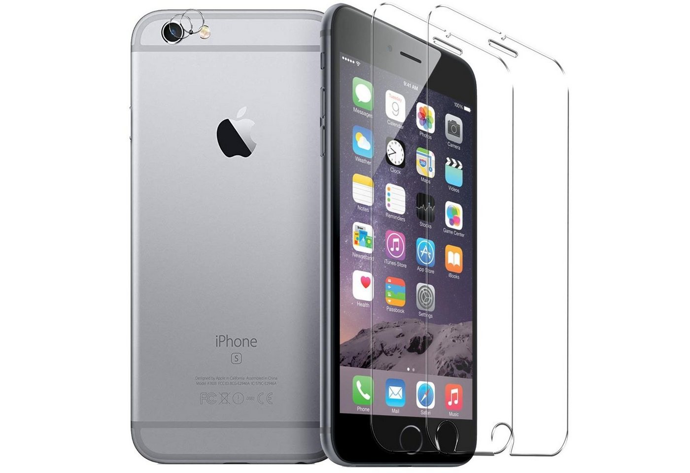 CoolGadget Schutzfolie Panzerfolie für iPhone 6 / 6S, (Spar-Set 4in1, 2x Displayschutz, 2x Kameraschutz), Panzerglas Schutzfolie für Apple iPhone 6 / 6S Folie