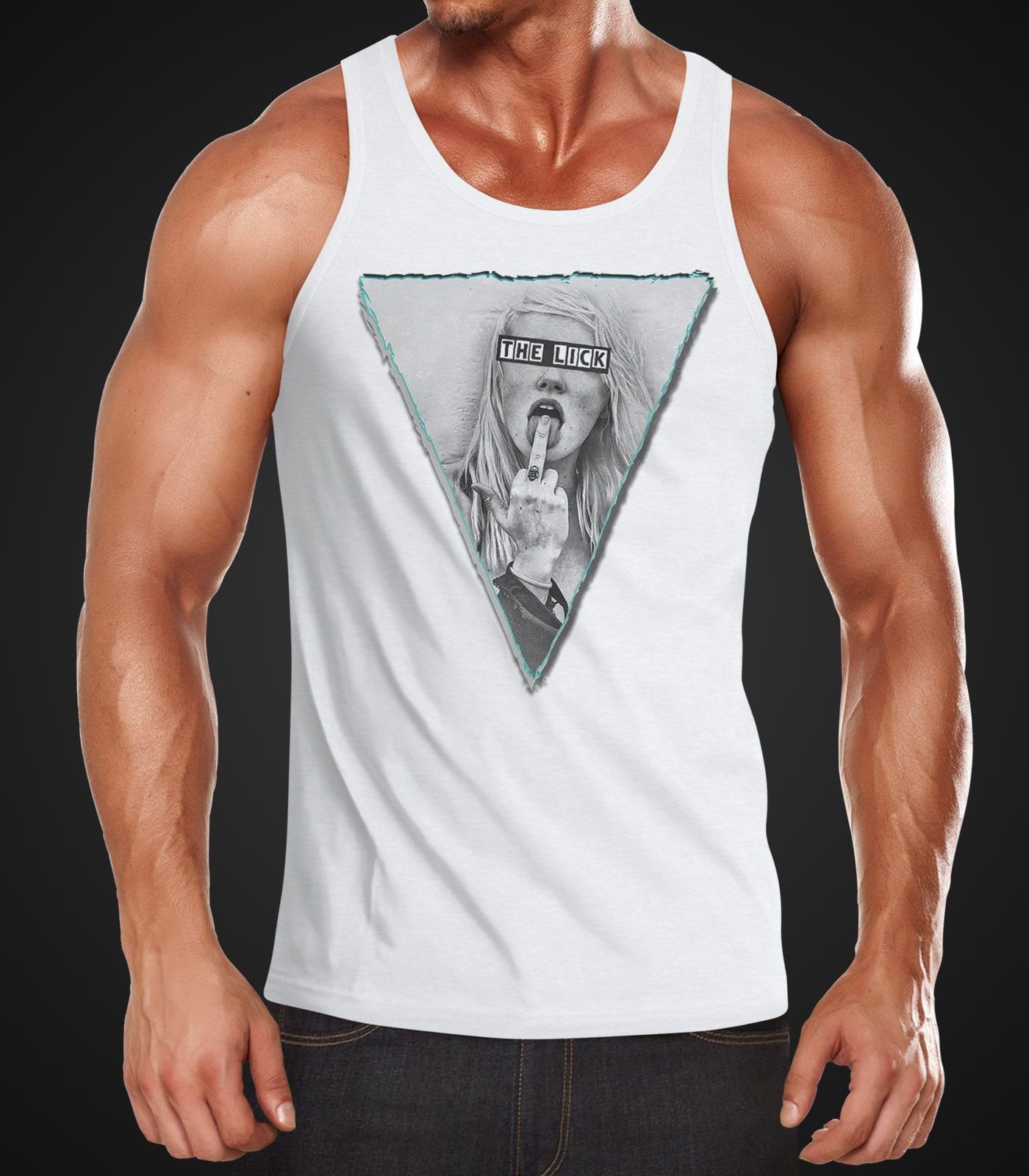 Neverless Tanktop Herren Tank Top mit Frau die Mittelfinger zeigt The Lick Fuck Off mit Print