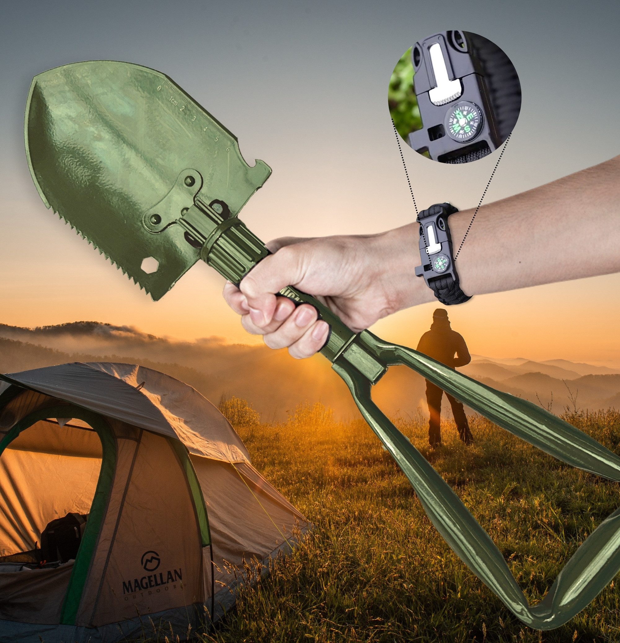 Lucadeau Spaten Klappspaten campingaxt aus Karbonstahl, günstig online kaufen