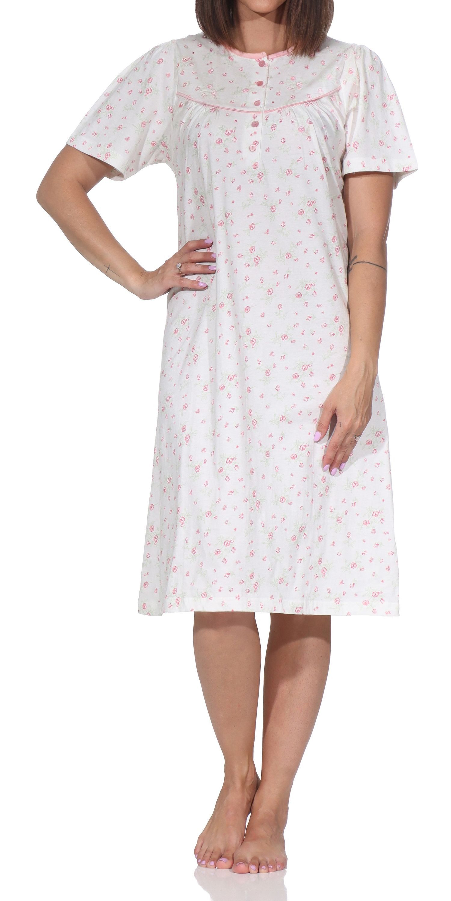 Normann Nachthemd Normann Damen Nachthemd kurzarm – Romantisches Floral-Design