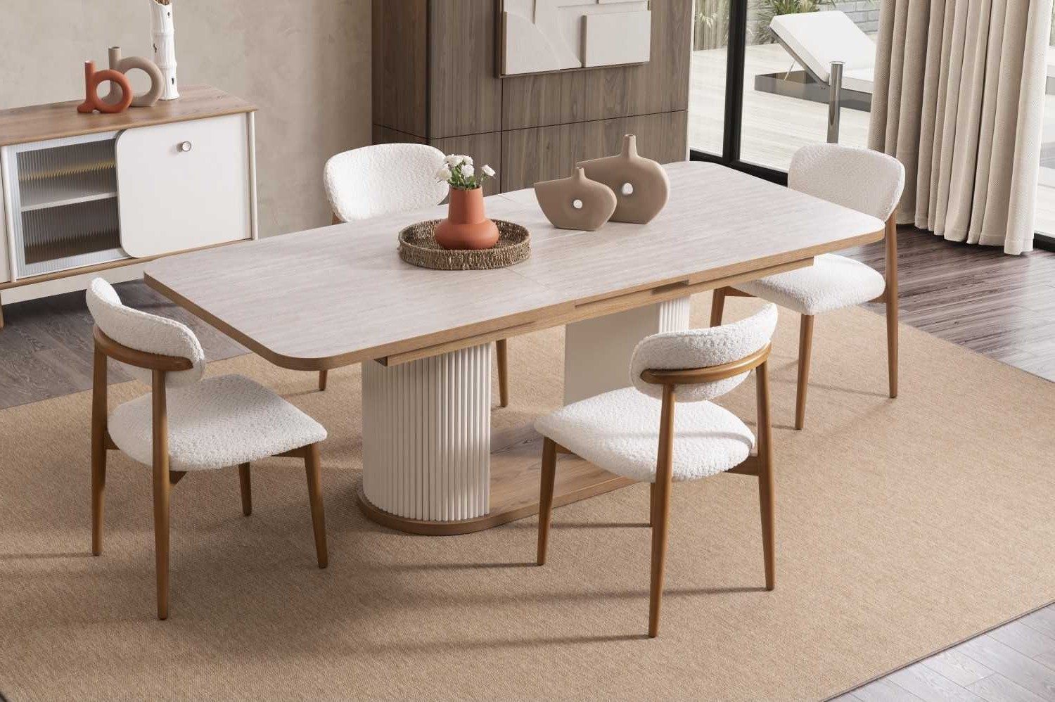 Xlmoebel Esstisch Moderner Holz-Esstisch in Braun und Weiß, geräumig und vielseitig, Made in Europa