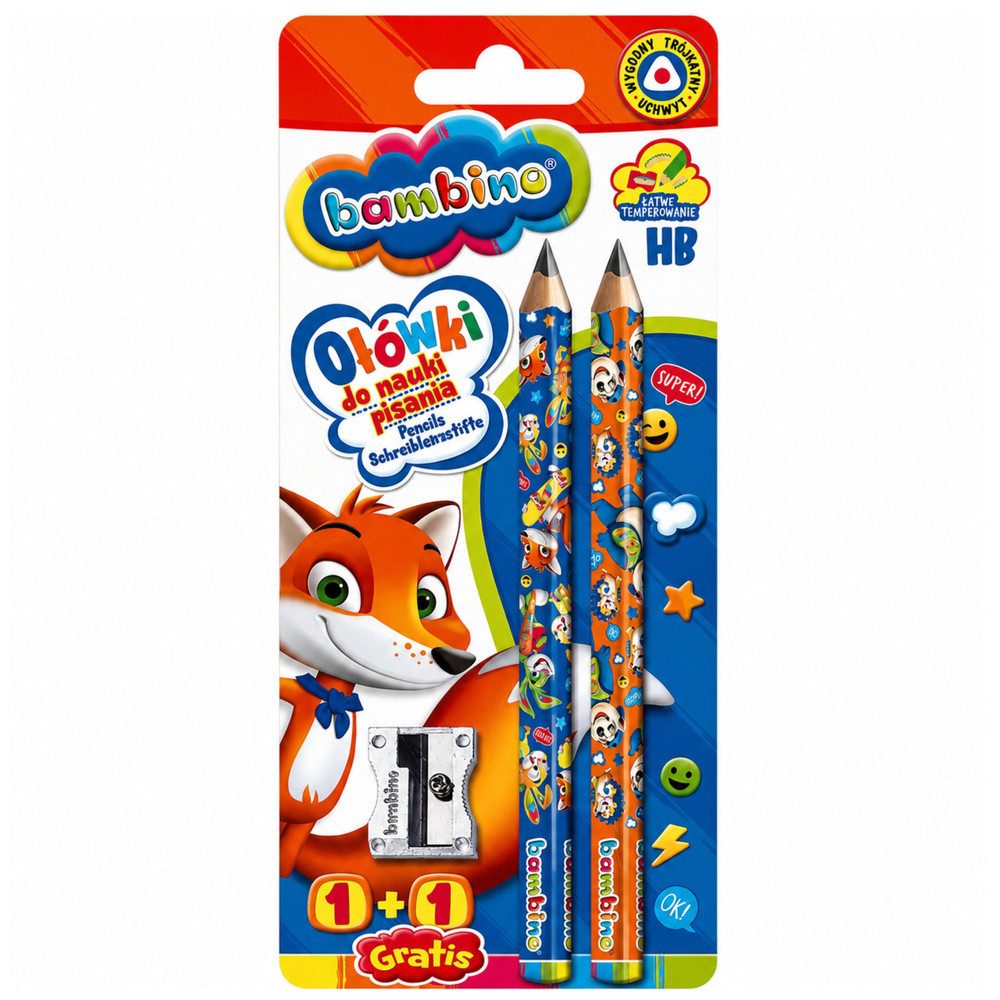 LEAN TOYS Bleistift Schreiblernstifte Dreikantstifte Kinderstifte, (Spar-Set, 2-tlg., 15 cm ergonomisch), Dreikantform, Lindenholz, HB, mit Spitzer