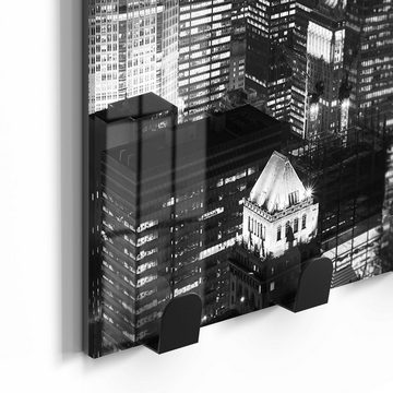 DEQORI Kleiderhaken 'Nächtliches Manhattan', Glas Garderobe Paneel magnetisch beschreibbar