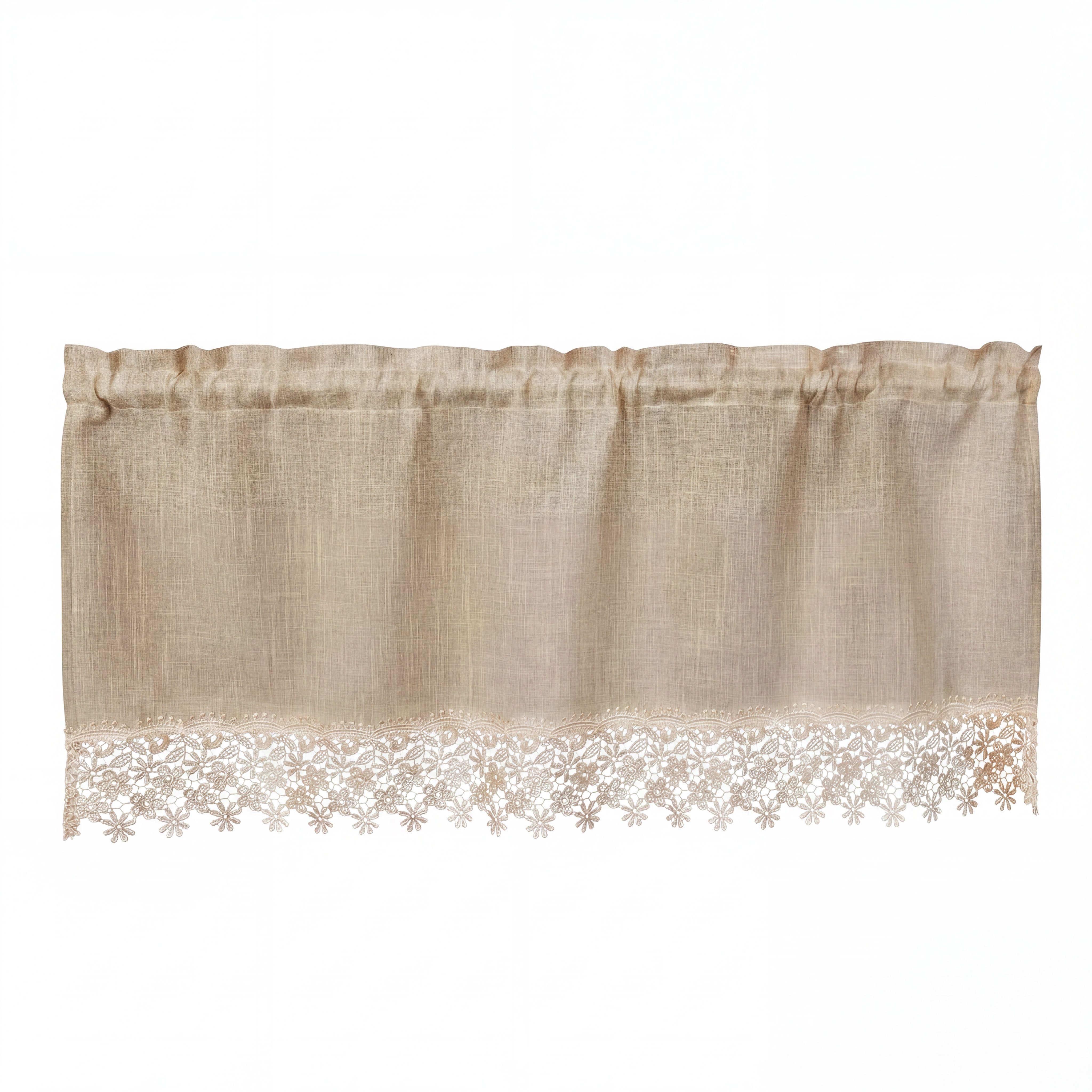 Delindo Lifestyle Scheibengardine Bistrogardine Landhaus mit stangendurchzug, 45x120 cm, beige (1 St), Stangendurchzug, blickdicht, blickdicht mit Spitze