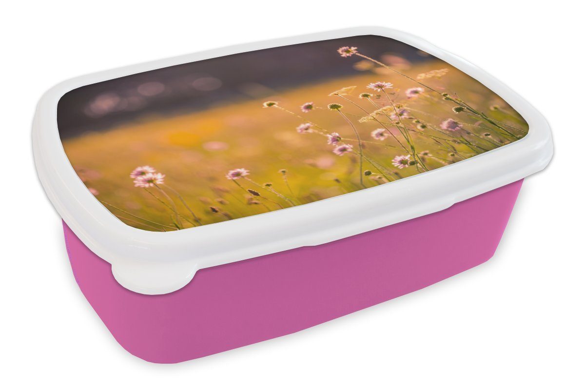 Kunststoff, Hell (2-tlg), für Snackbox, Lunchbox Blumen Mädchen, Erwachsene, - MuchoWow - Kunststoff Kinder, Brotbox Rosa, Brotdose