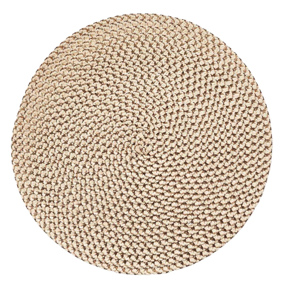 Platzset, 4er Set Platzset Papierfaser rund 38 cm Tischset Beige Tischmatten, Macosa Home, (Naturmaterial, 4-St., Teller-Unterlage Platzdeckchen Tischmatte), Platzmatten modern Boho Tischset Tisch-Untersetzer