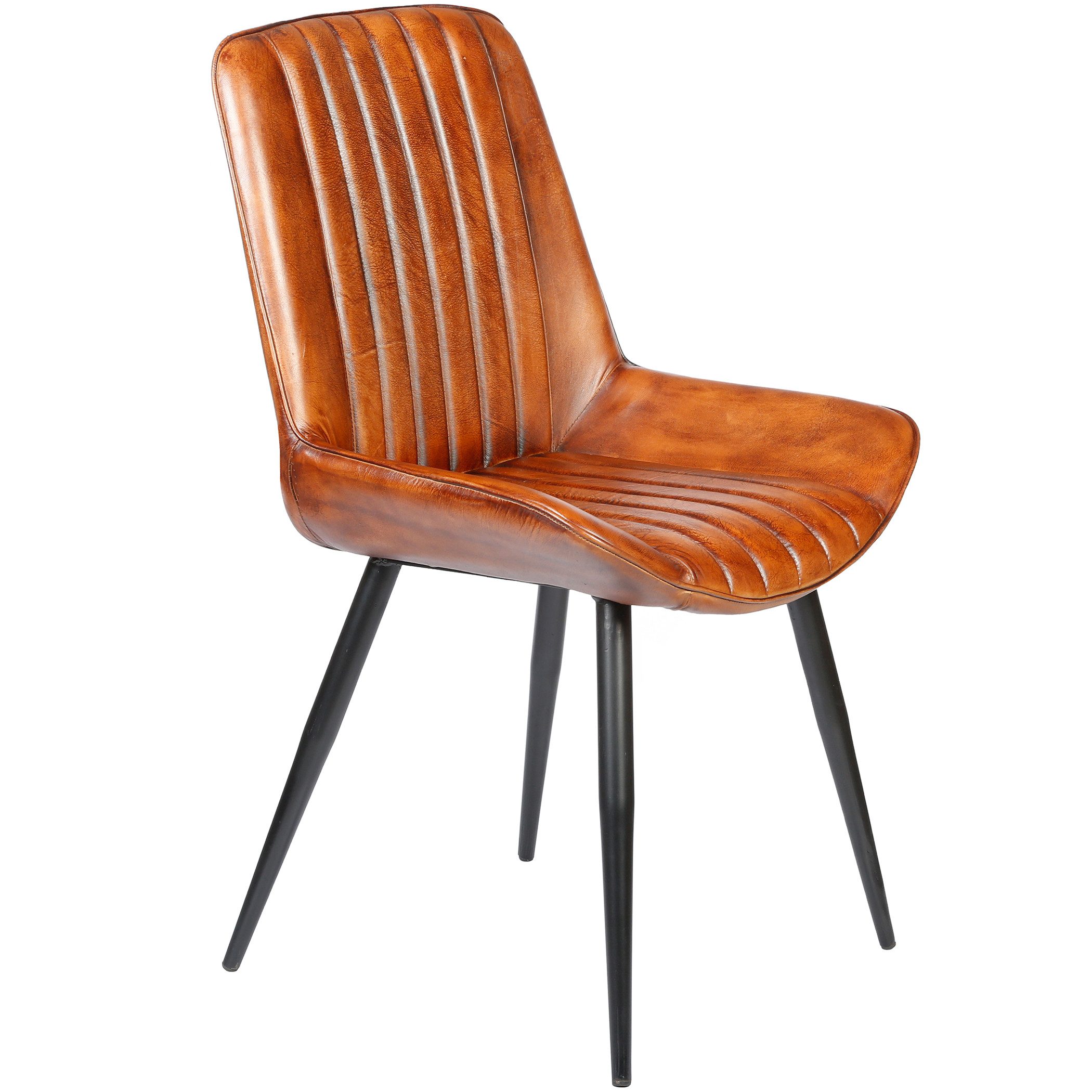 Polsterstuhl Stuhl Esszimmer Leder Braun Industrial Chic