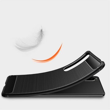 CoverKingz Handyhülle Hülle für Sony Xperia 1 III Handyhülle Silikon Case Cover Bumper 16,5 cm (6,5 Zoll), Handyhülle Bumper Silikoncover Softcase Carbonfarben