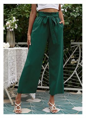 AFAZ New Trading UG Palazzohose Grüne, modische, hoch taillierte Anzughose mit weitem Bein