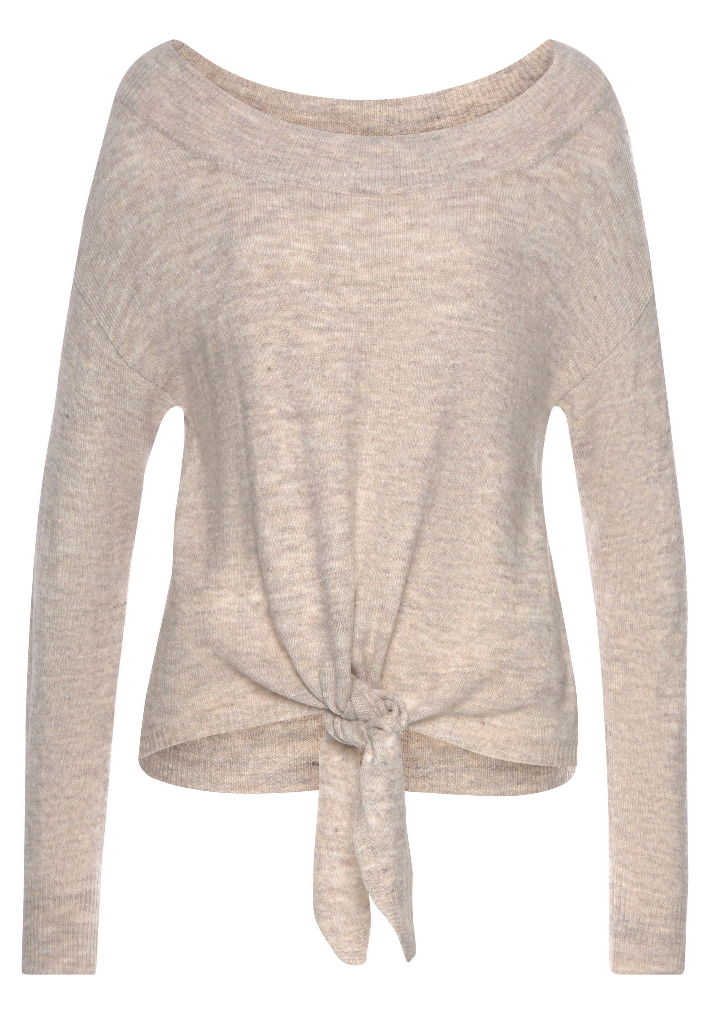 LASCANA Strickpullover mit U-Boot-Ausschnitt und Knoten-Detail, günstig online kaufen