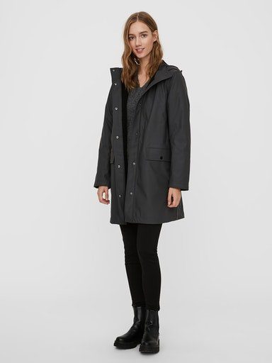 Vero Moda Regenmantel JACKET dunkelgrau VMASTA TEDDY COATED 3/4