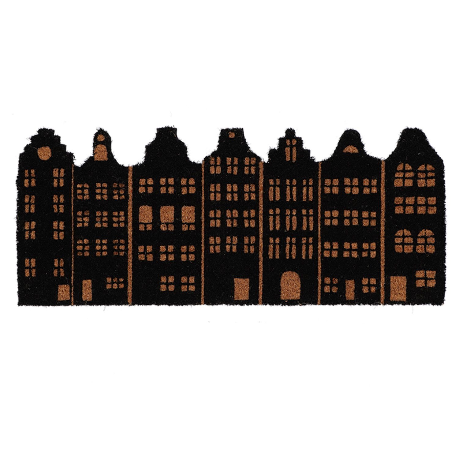 esschert design Fußmatte, Rechteckig, Höhe: 2 mm, Höhe: 2cm, Farbe: Naturfarben, Motiv: Häuser