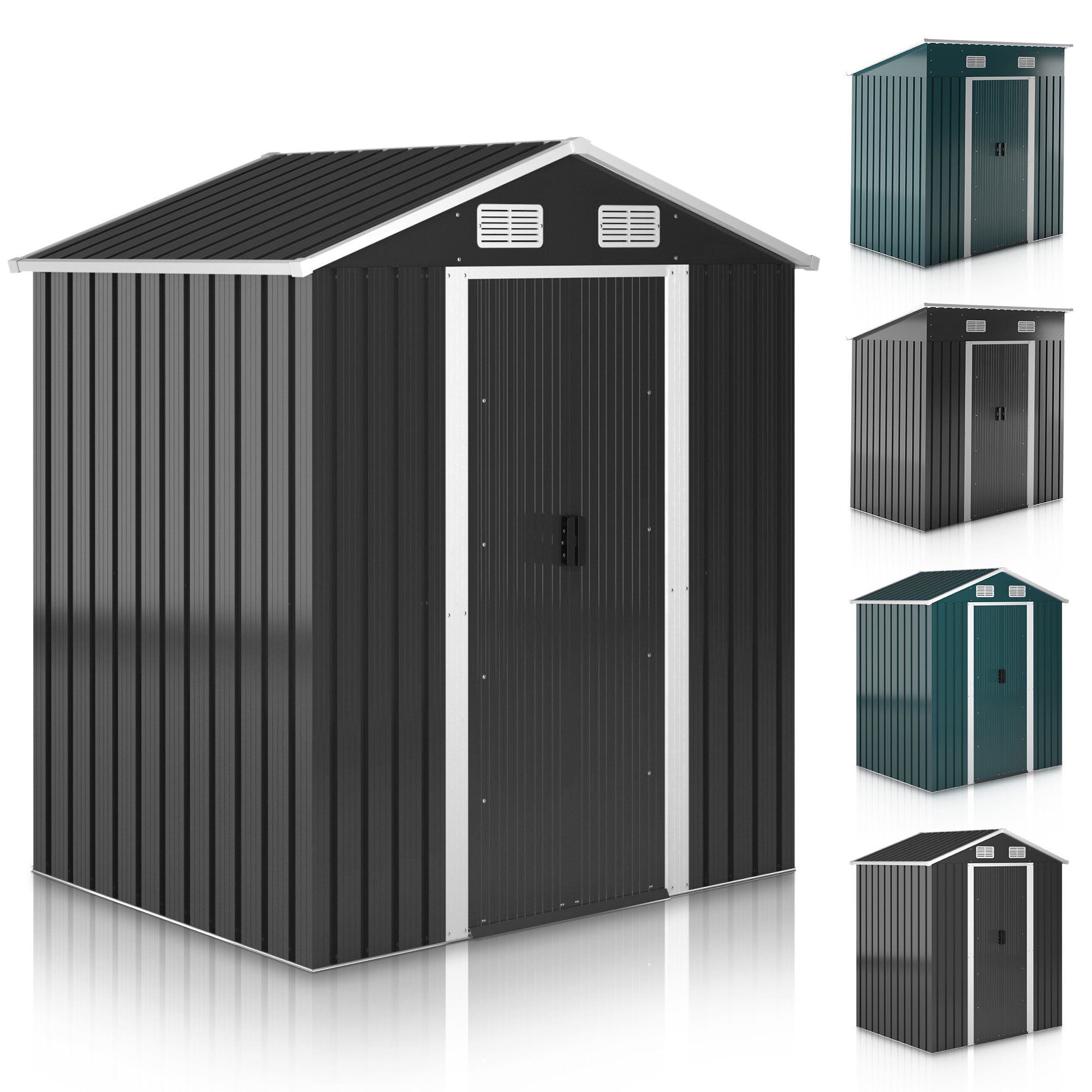 RELAX4LIFE Gerätehaus Metall - Großer Gartenschuppen Mit Schiebetüren & Lüftung