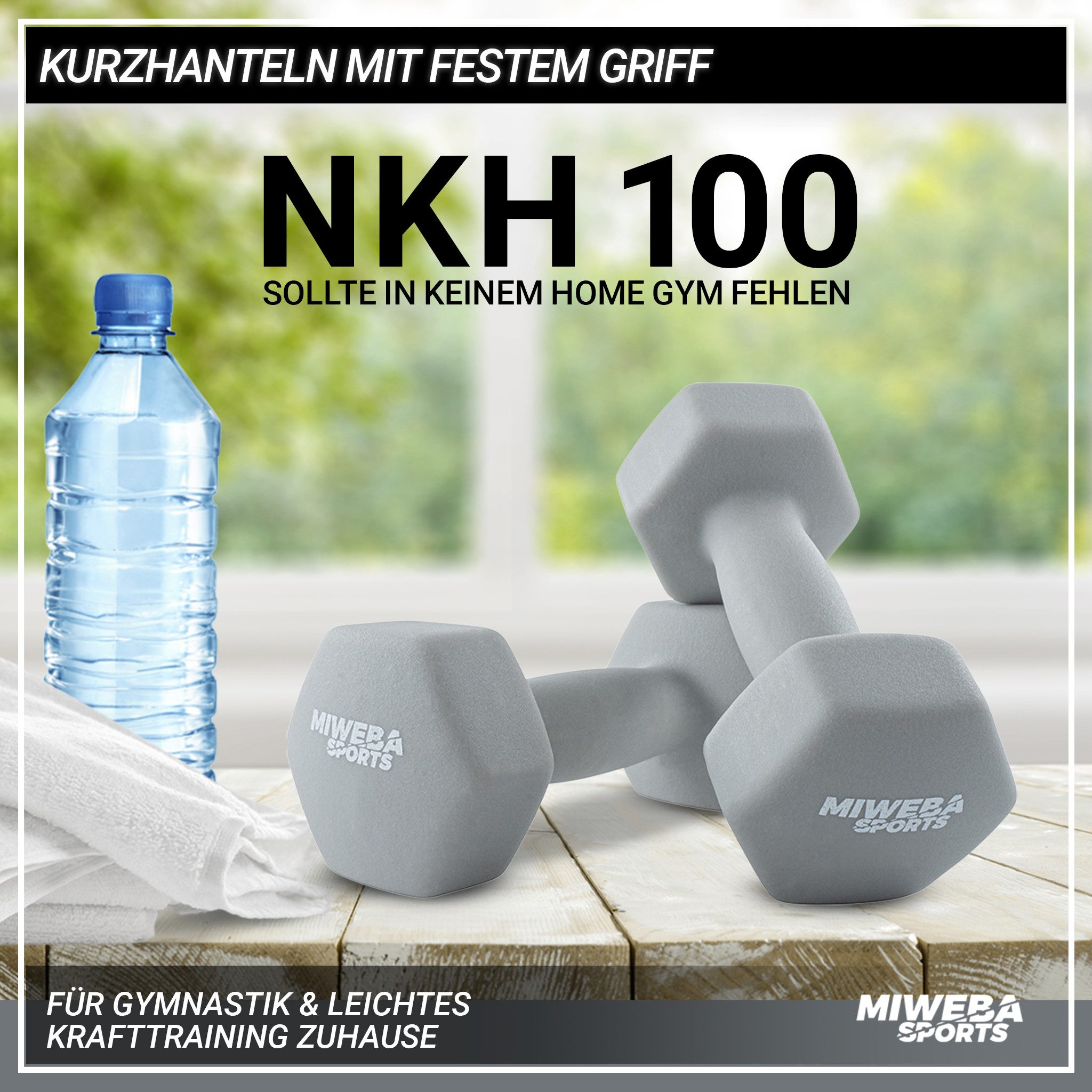 Miweba Sports Kurzhantel Gymnastikhanteln NKH100 - 9 Gewichtsklassen, (Set, Hanteln, Kurzhanteln, Gymnastikhanteln, Hantelset), Aerobic Hantel Set Kurzhantel Fitnesshanteln Gewichte
