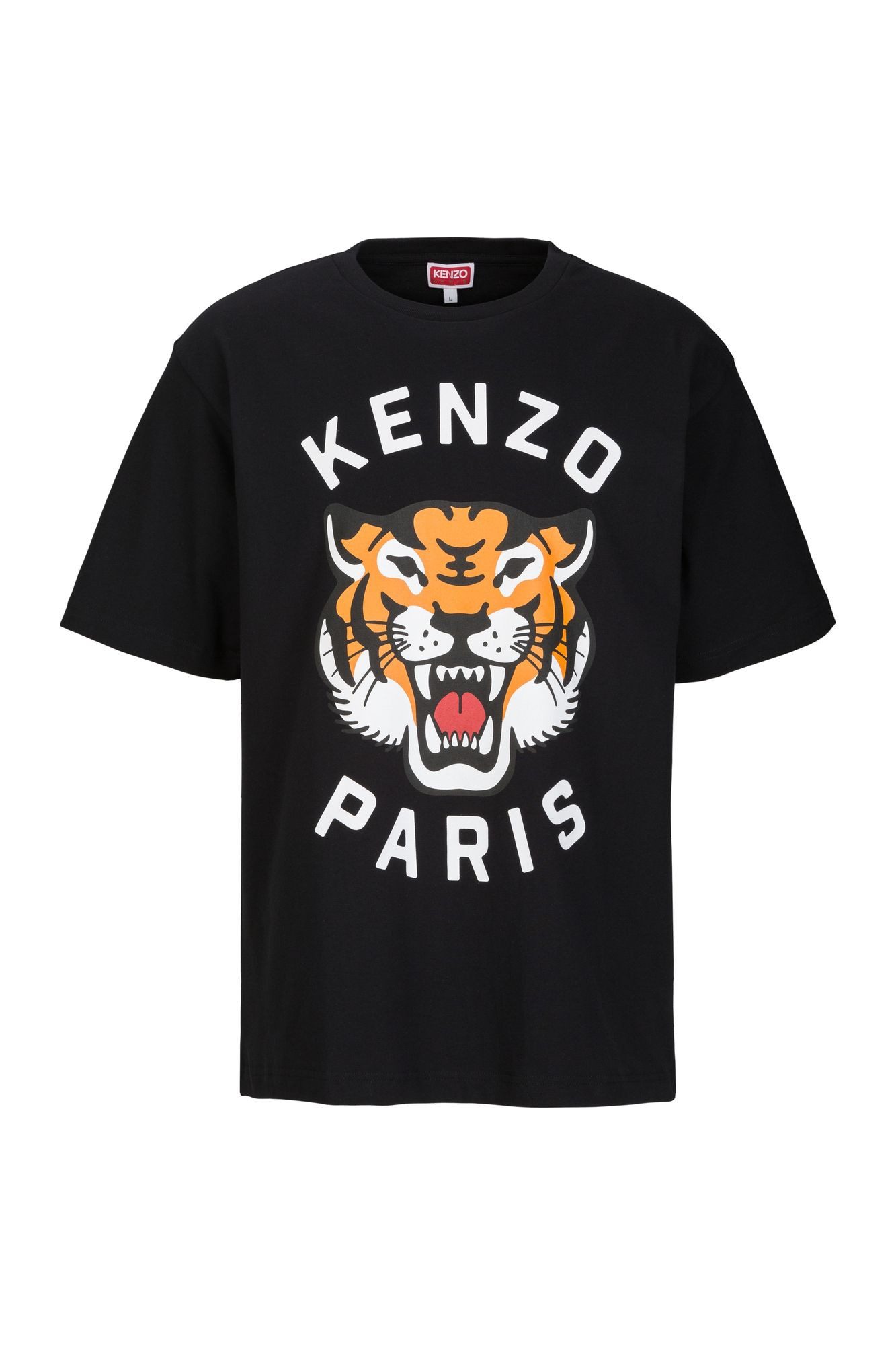 T-Shirt Tee Ricamata Oversize Unisex Lucky Tiger Di Cotone