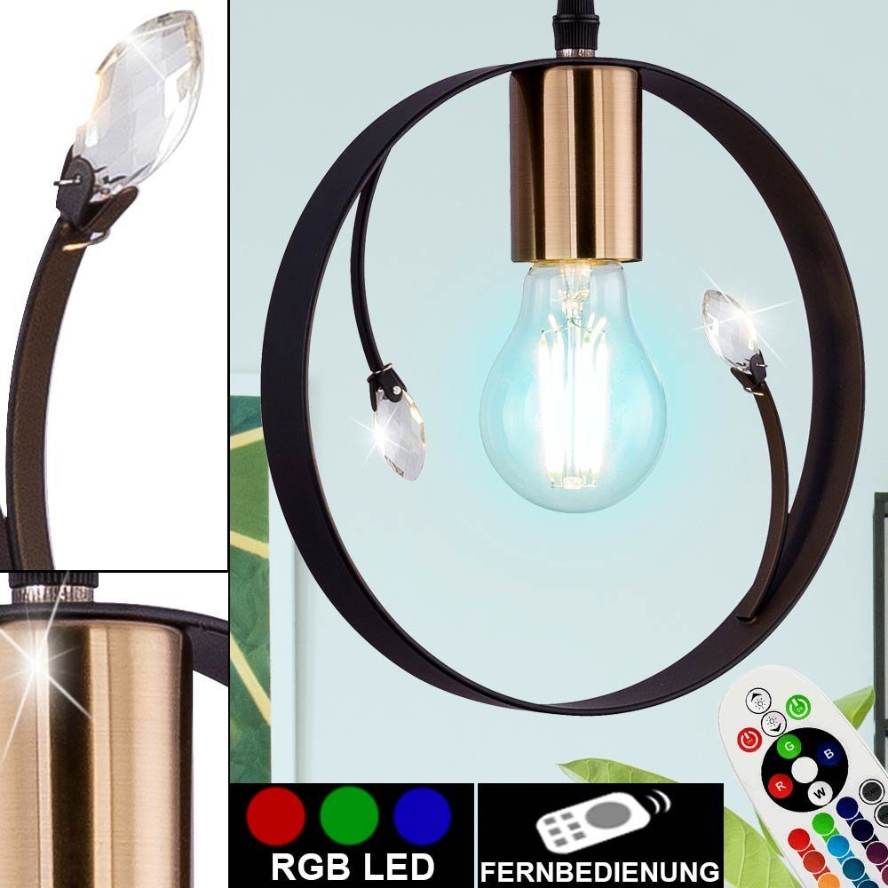 etc-shop LED Pendelleuchte, Leuchtmittel inklusive, Warmweiß, Farbwechsel, Retro Ring Decken Hänge Leuchte FERNBEDIENUNG Vintage Lampe