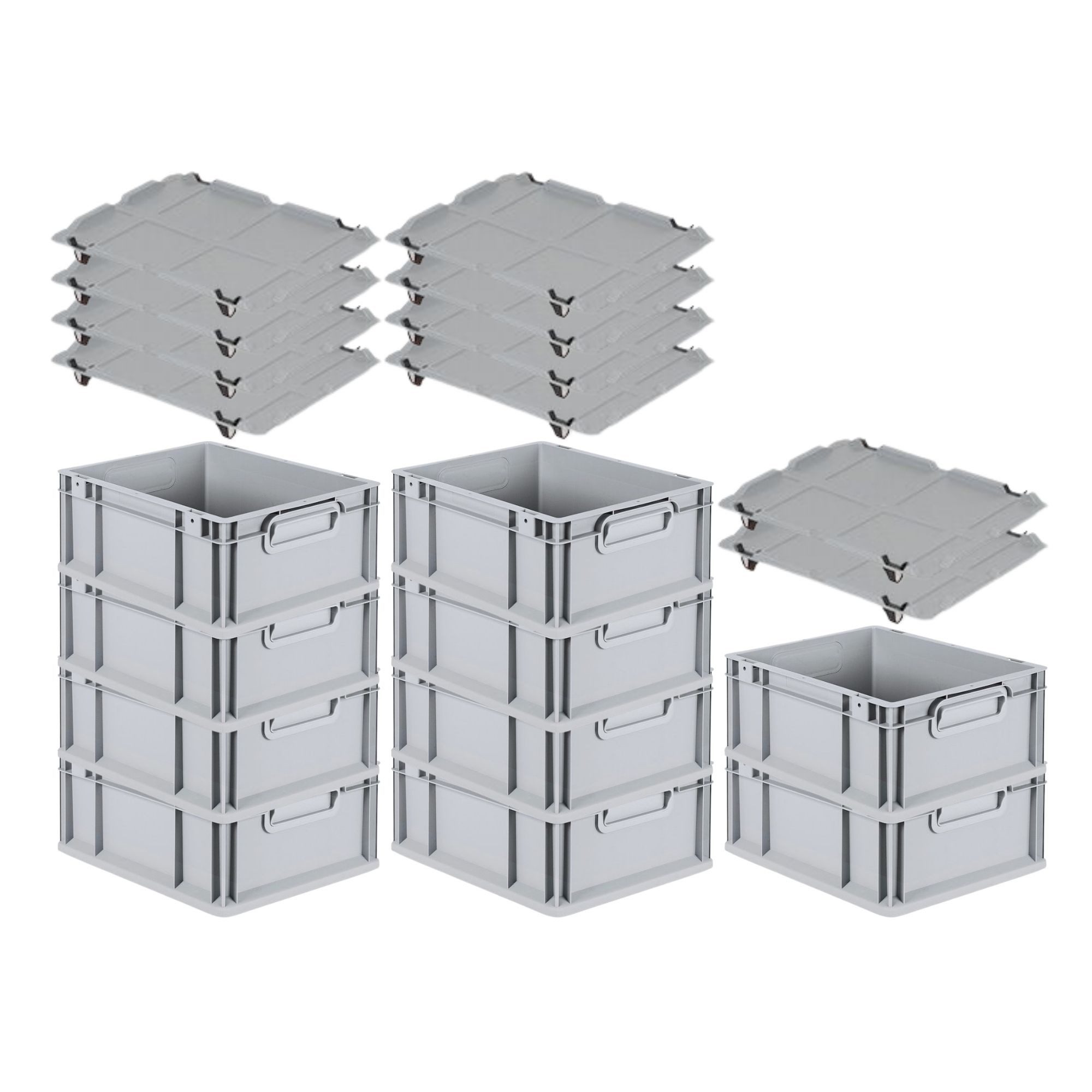 PROREGAL® Stapelbox SparSet Eurobox NextGen Economy Auflagedeckel/geschlossen (10 St)