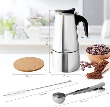 JOEJI’S KITCHEN Espressokocher Espressokocher Induktion 300ml 6 tasses Mokkakanne edelstahl