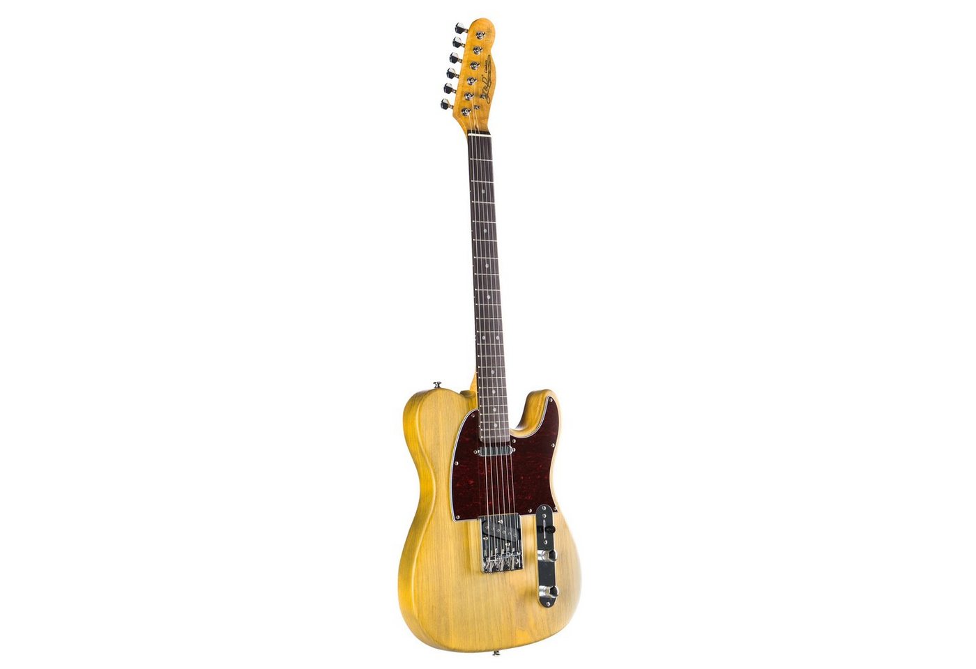 J & D E-Gitarre, JD TL Ash Blonde E-Gitarre T-Style Esche Korpus Ahorn Hals Composite Griffbrett 22 Bünde Ceramic Single Coil Tonabnehmer 3-Weg Schalter Vol Tone Regler Hardtail Brücke Druckguss Mechaniken Chrom Hardware Hochglanz Finish Gelb, E-Gitarren,