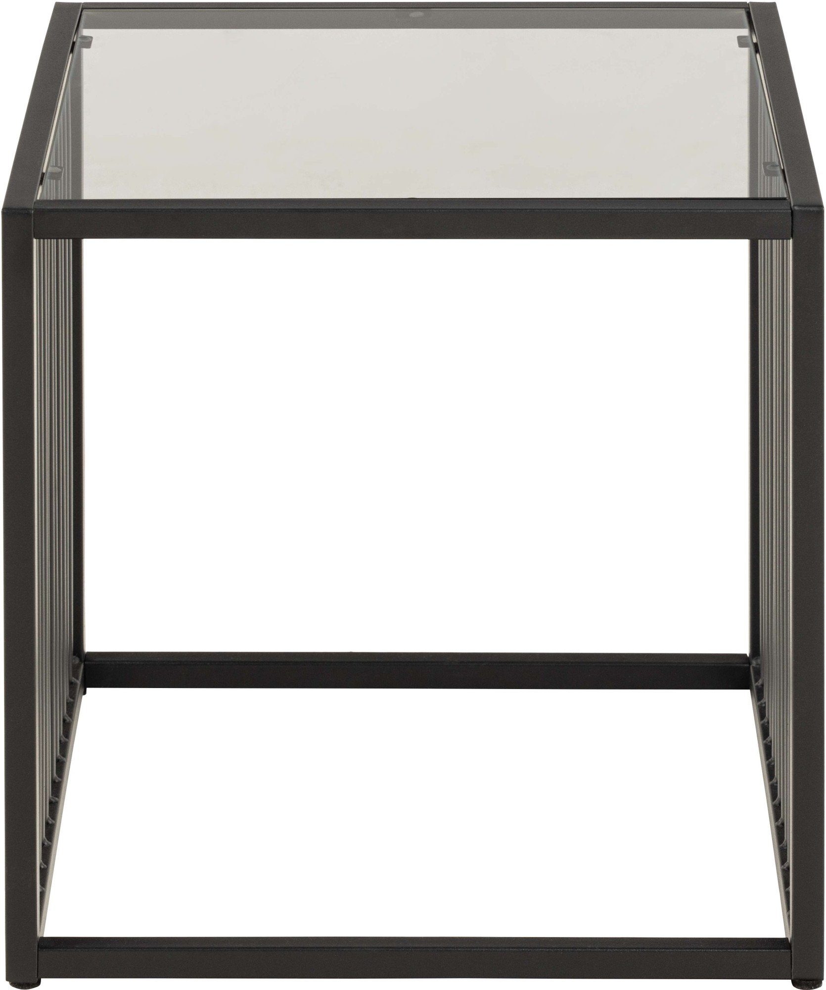 ACTONA GROUP Beistelltisch Strington, robuster Ecktisch im skandinavischem Design, robust, Ecktisch, Glas, pflegeleicht, vertikalen Metalllamellen, H: 63 cm