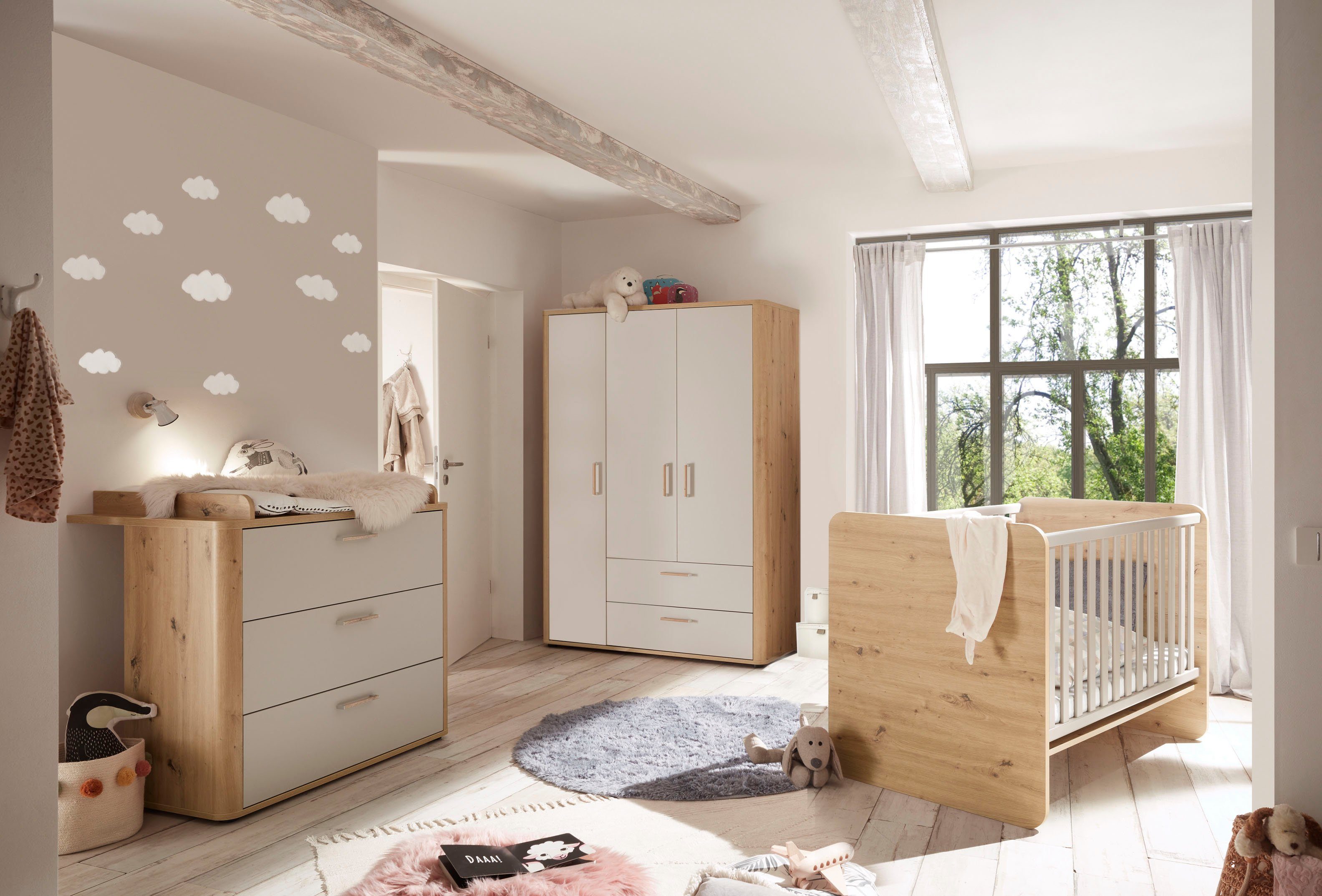 Mäusbacher Babymöbel-Set Lilly, (3-tlg., Wiko/Bett/Kleiderschrank)