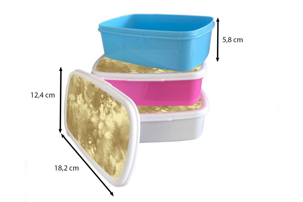 Kinder für - und Gold und Erwachsene, Lunchbox MuchoWow weiß (2-tlg), Mädchen Kunststoff, Brotbox Abstrakt, - Farbe Brotdose, für Jungs