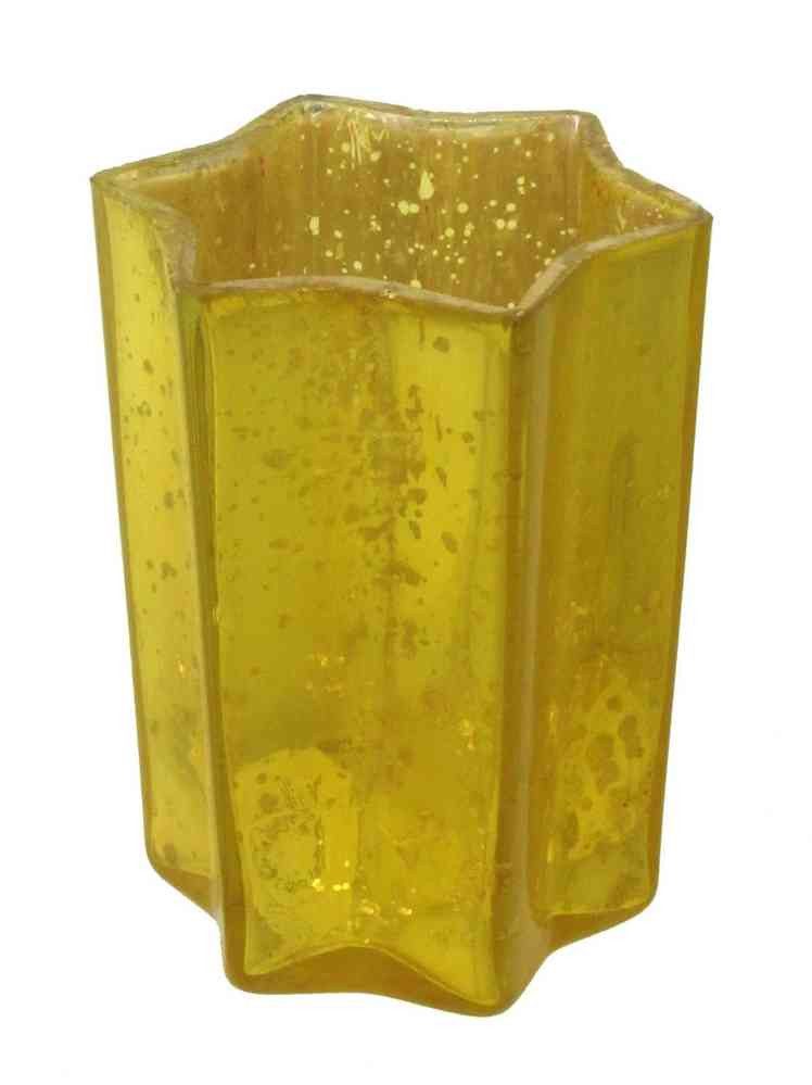 Gasper Windlicht Glas-Teelicht Stern 10cm. Teelichtglas Windlicht verspiegelt