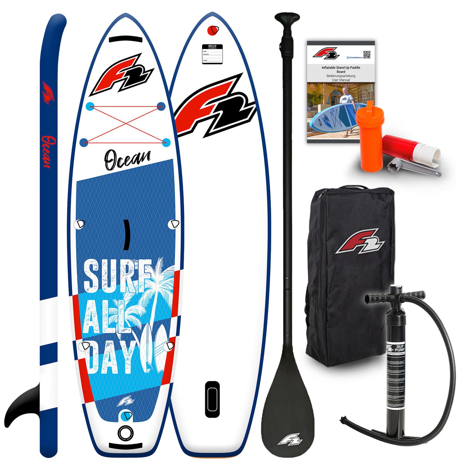 F2 SUP-Board F2 Junior SUP Stand Up Paddle Board Ocean Boy 9'2'' Blau, Stand up paddle board