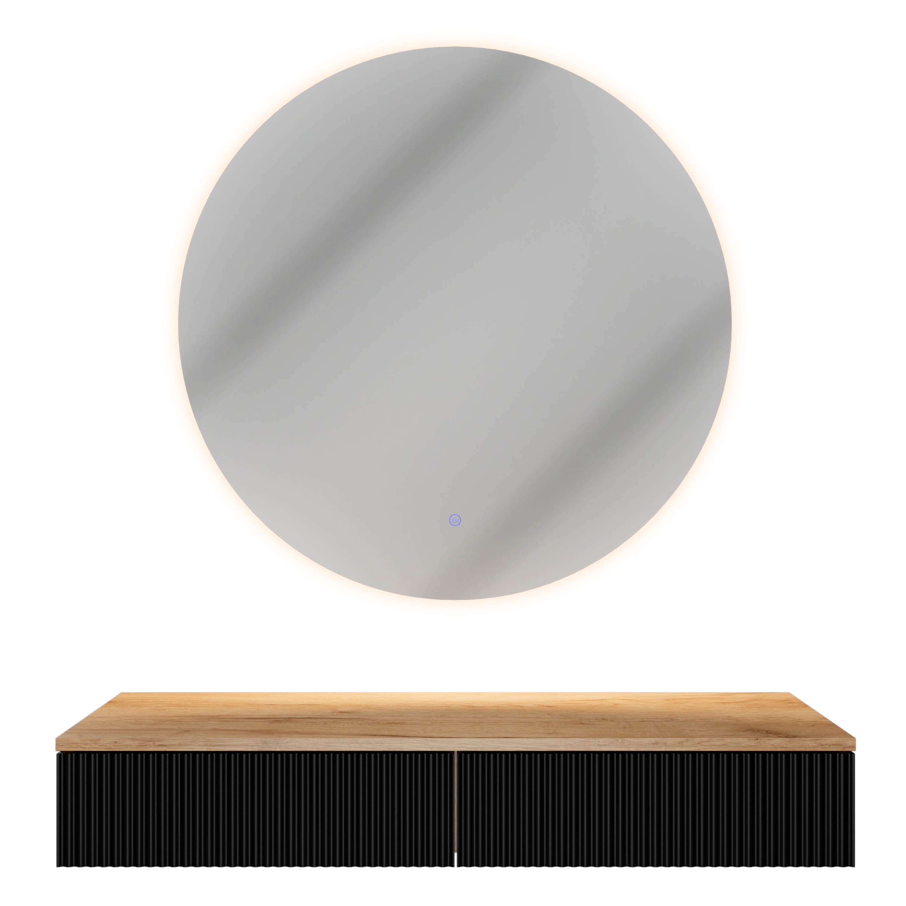 Planetmöbel Konsolentisch AMYRA Flurtisch 100 cm, NOVA Spiegel mit Beleuchtung 60 - 100 cm (Konsolentisch 100 cm, 2-St., inkl. Spiegel mit Beleuchtung rund 80x8 – Bild 2 von 5