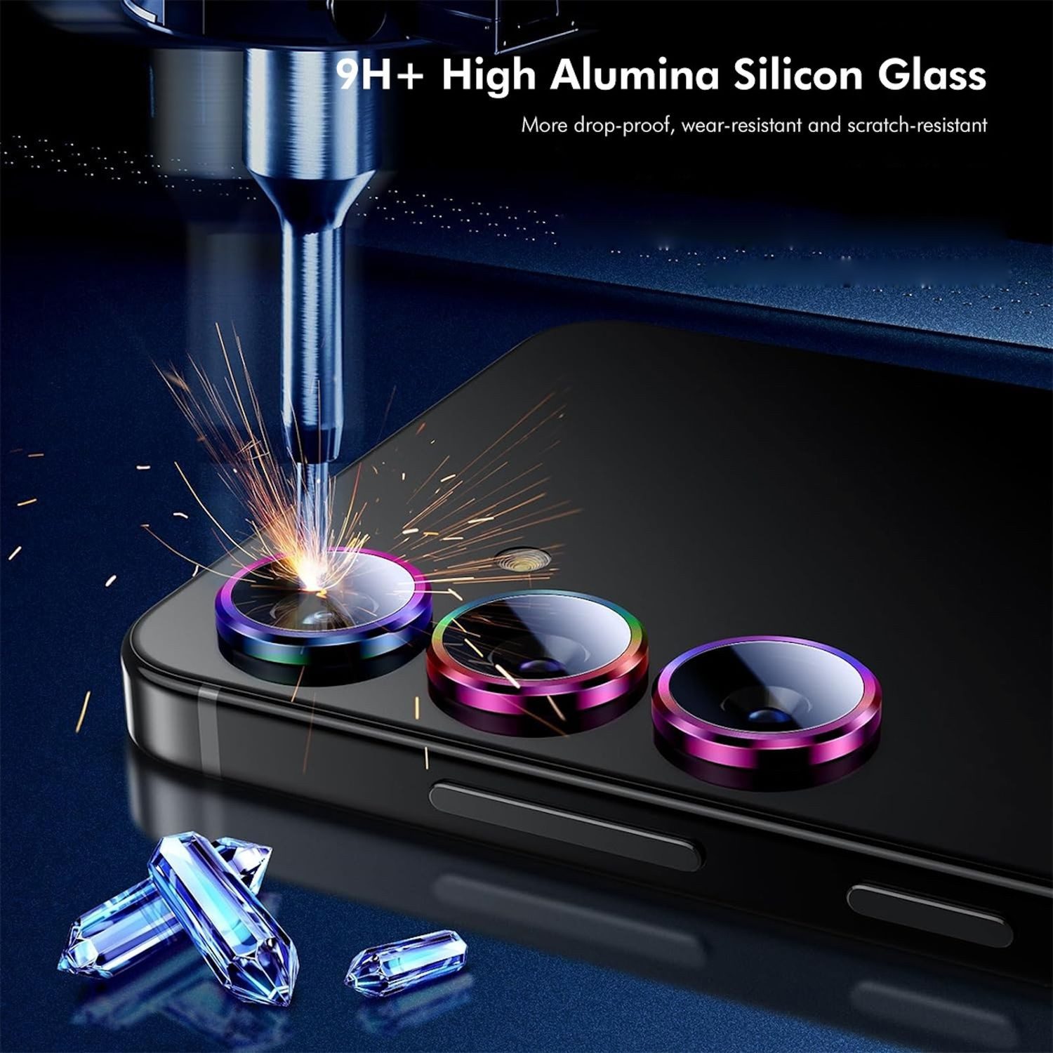 Wigento Handyhülle Für Samsung Galaxy S24 FE 5G Aluminium Ring + H9 Hart Glas Schwarz, Kameralinsenschutz mit Metallring, gehärtetes Glas