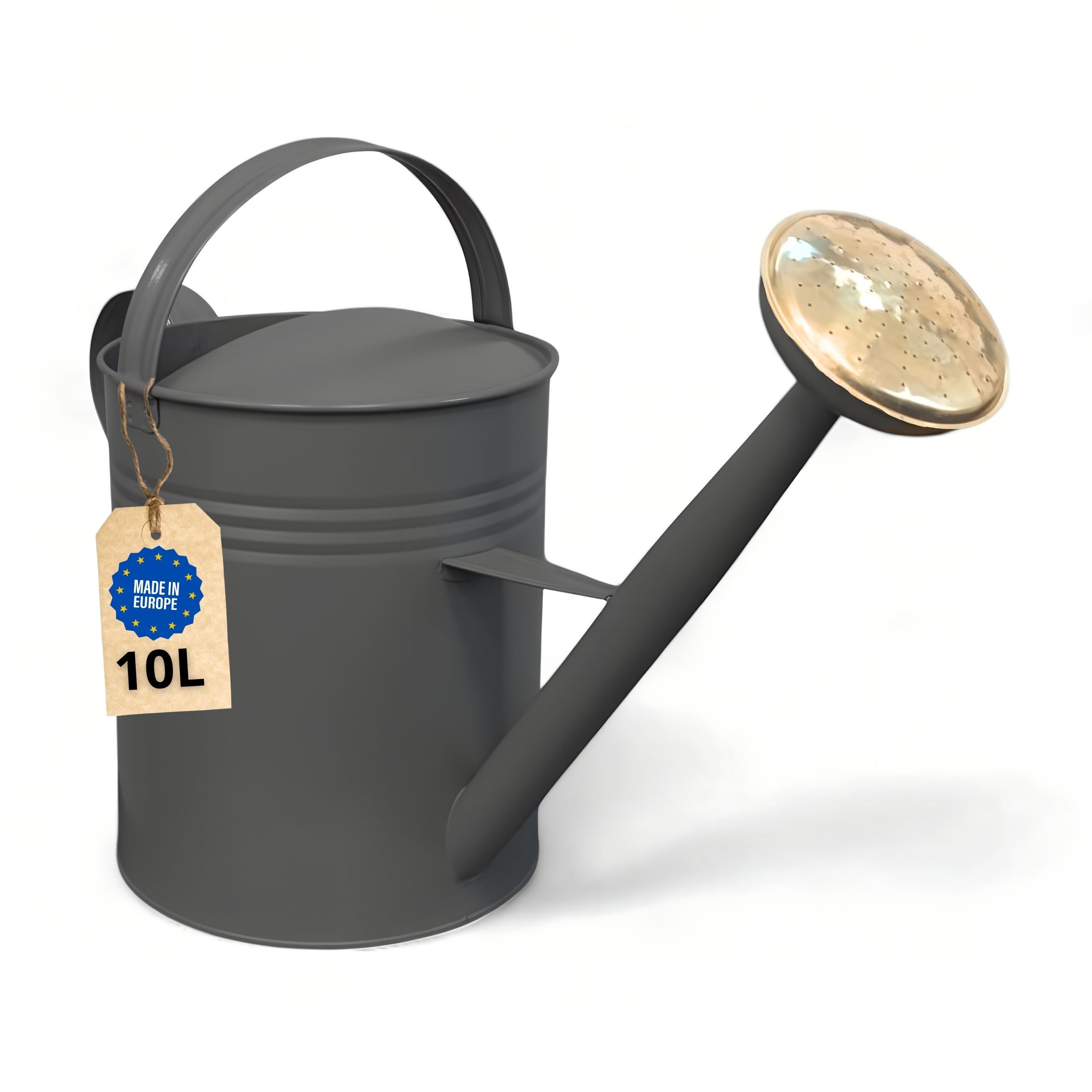 LIVLIG Gießkanne 10 Liter (Giesskanne Metall mit 2 Henkeln, Abnehmbarer Brausekopf), Gießkanne 10L, Gießkanne Vintage, Blumengießkanne